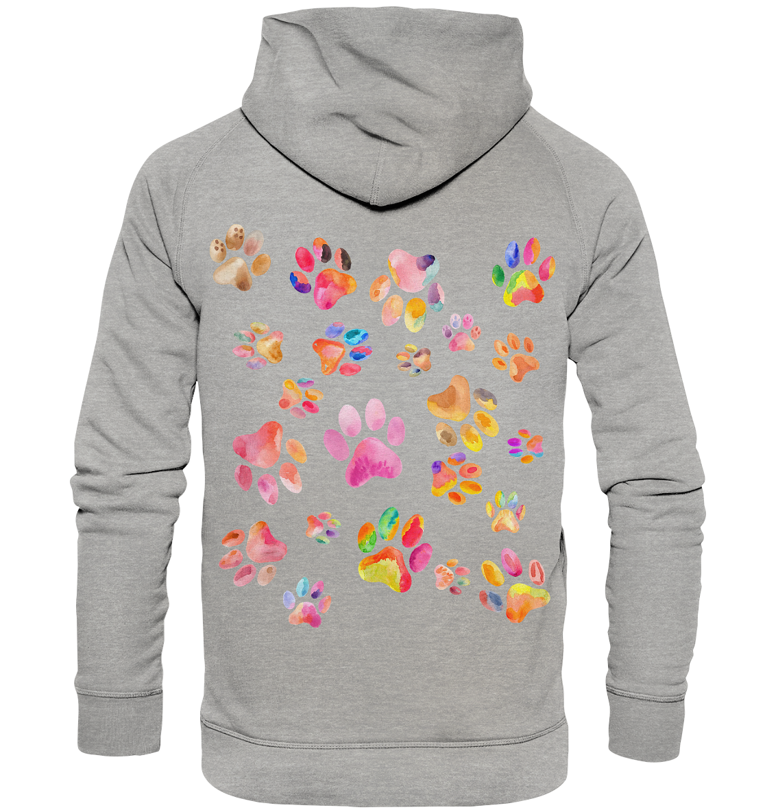Bunte Pfoten in Herzform, beidseitig gedruckt - Basic Unisex Hoodie
