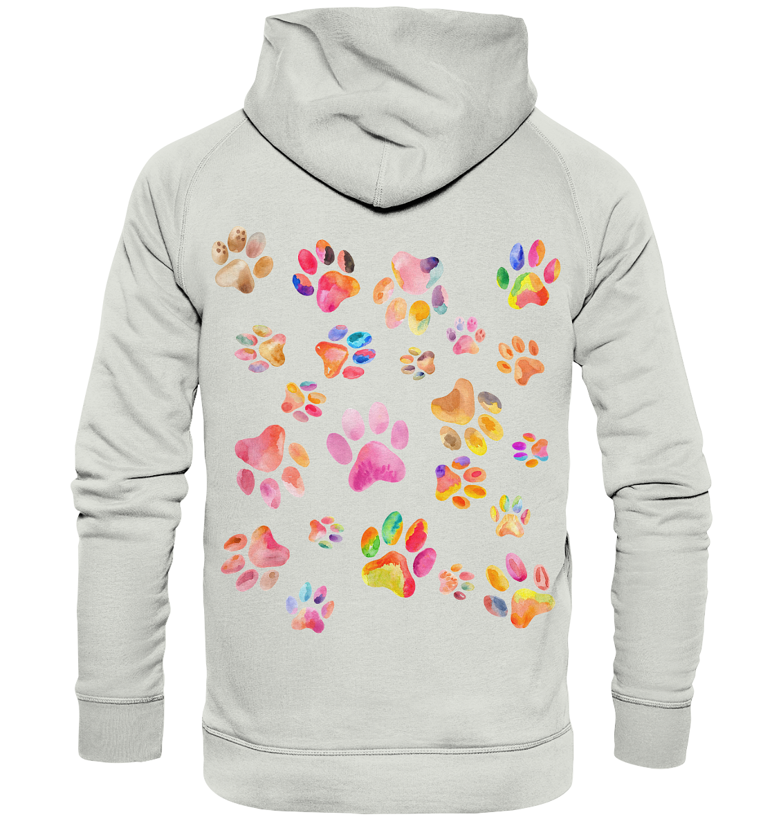 Bunte Pfoten in Herzform, beidseitig gedruckt - Basic Unisex Hoodie