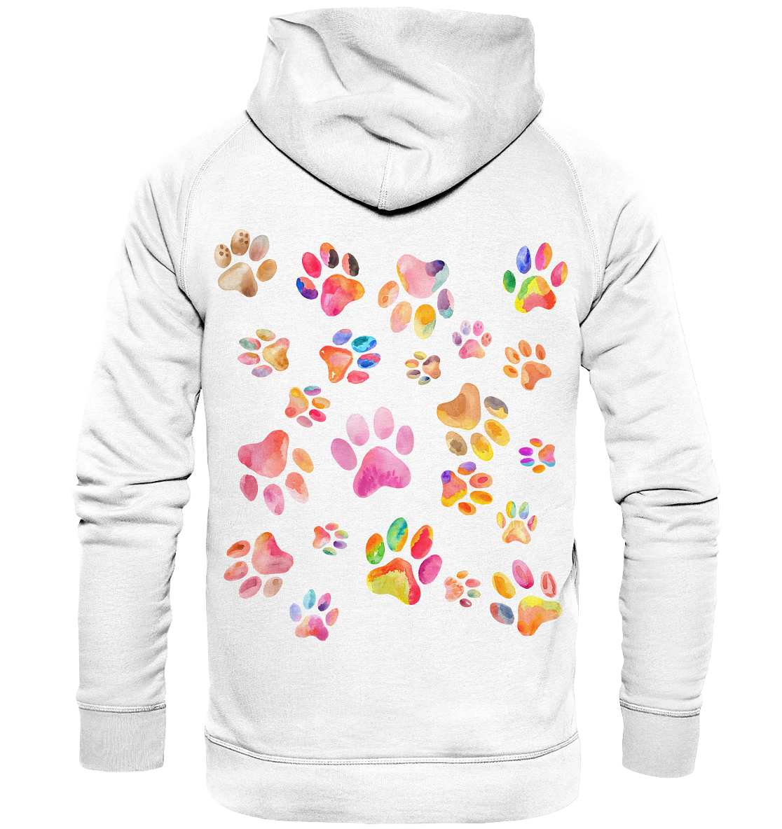 Bunte Pfoten in Herzform, beidseitig gedruckt - Basic Unisex Hoodie