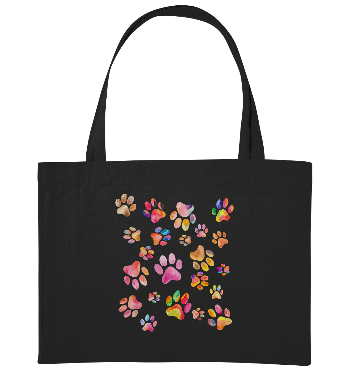Bunte Pfoten in Herzform, beidseitig gedruckt - Organic Shopping-Bag