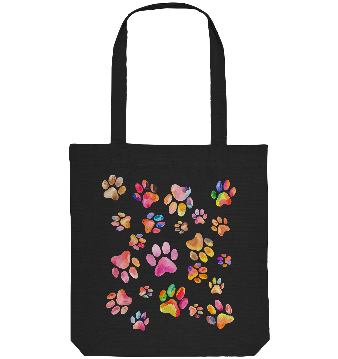Bunte Pfoten in Herzform, beidseitig gedruckt - Organic Tote-Bag