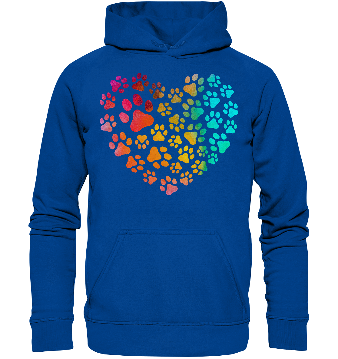 Bunte Pfoten in Herzform - Basic Unisex Hoodie
