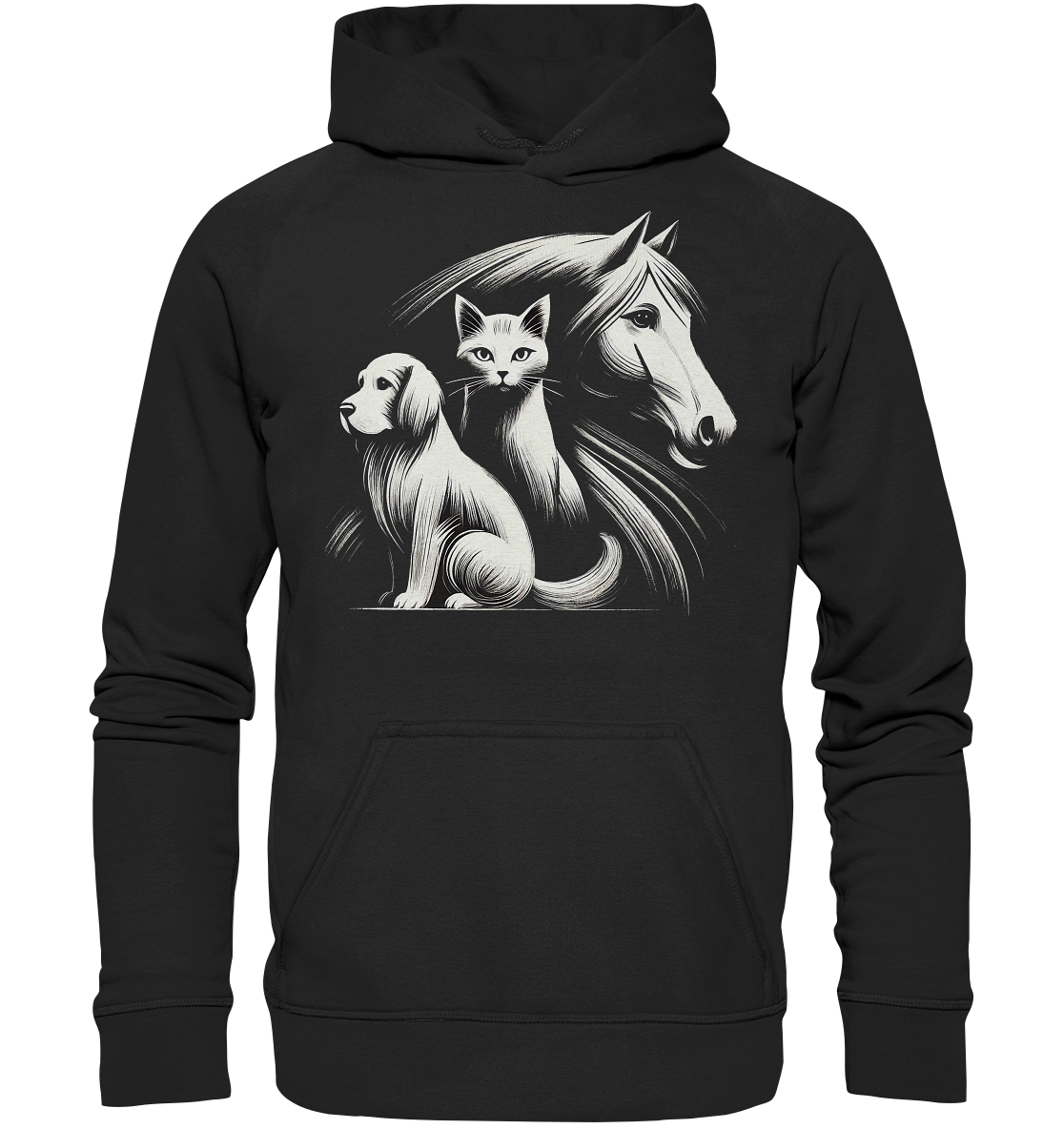 Hund, Katze, Pferd - Illustration - Basic Unisex Hoodie