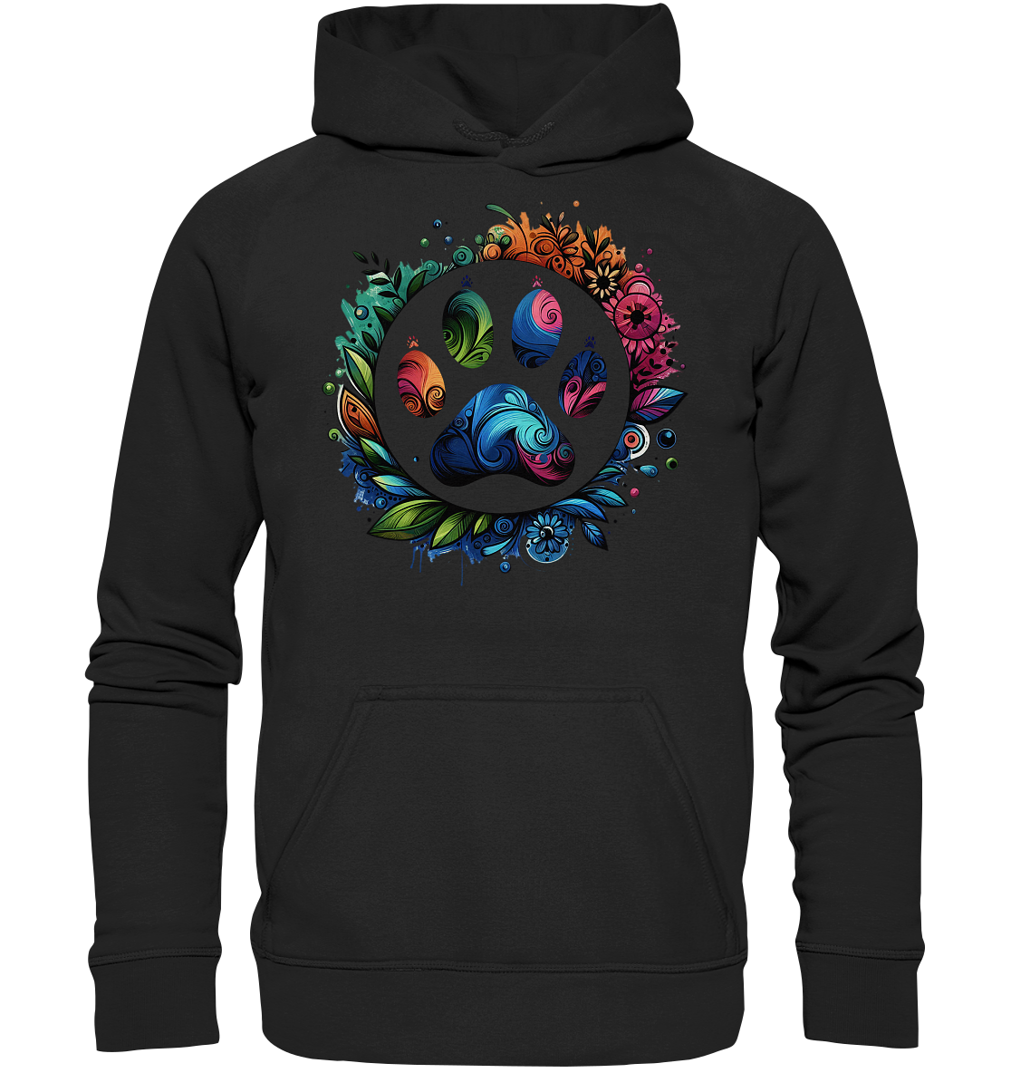 Pfote mit Blumendesign - Basic Unisex Hoodie