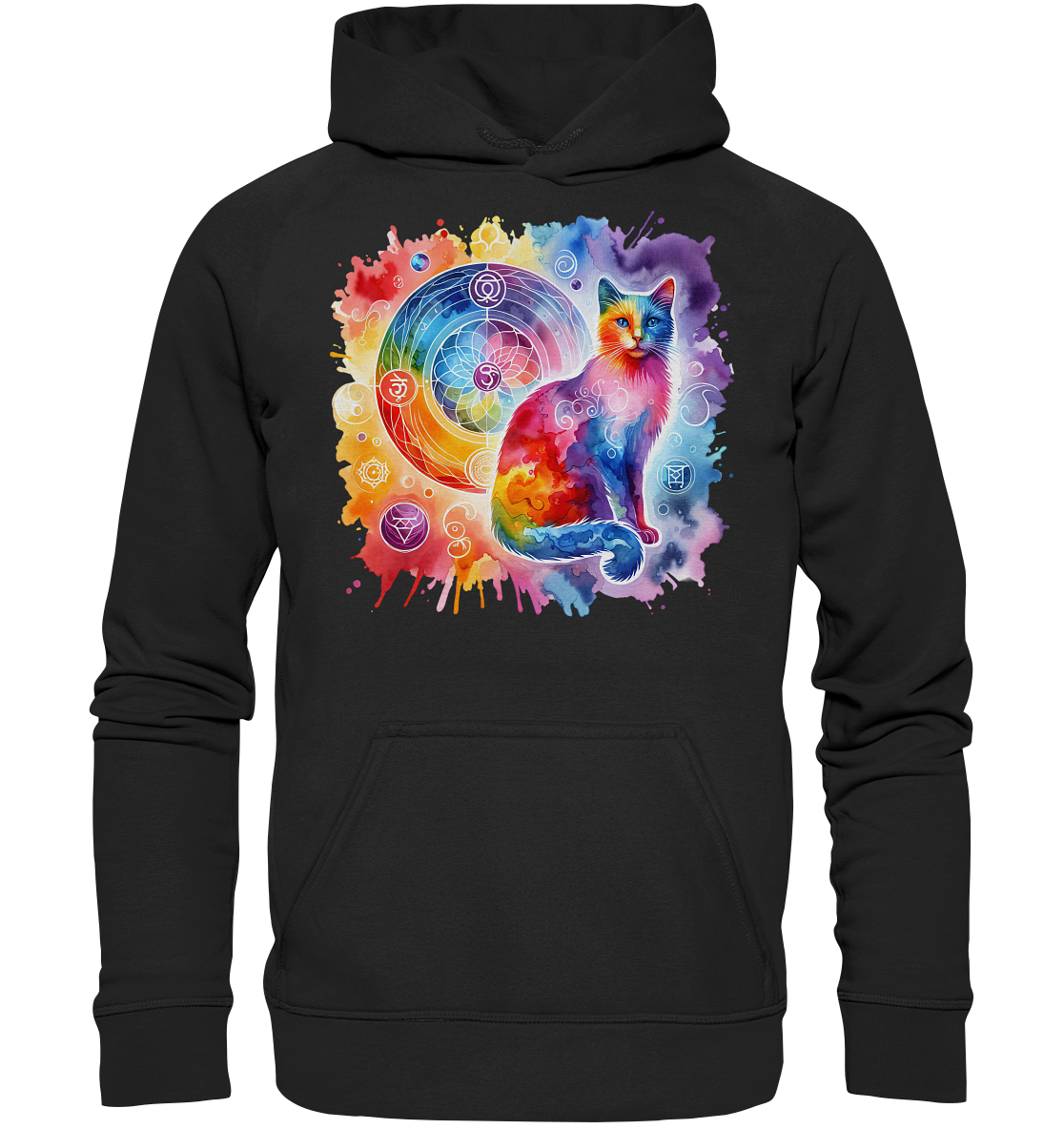 Ein Shakra Design mit Katze - Basic Unisex Hoodie