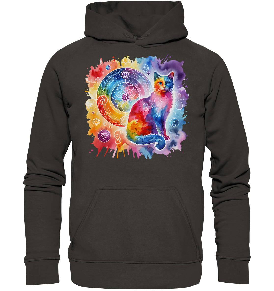 Ein Shakra Design mit Katze - Basic Unisex Hoodie