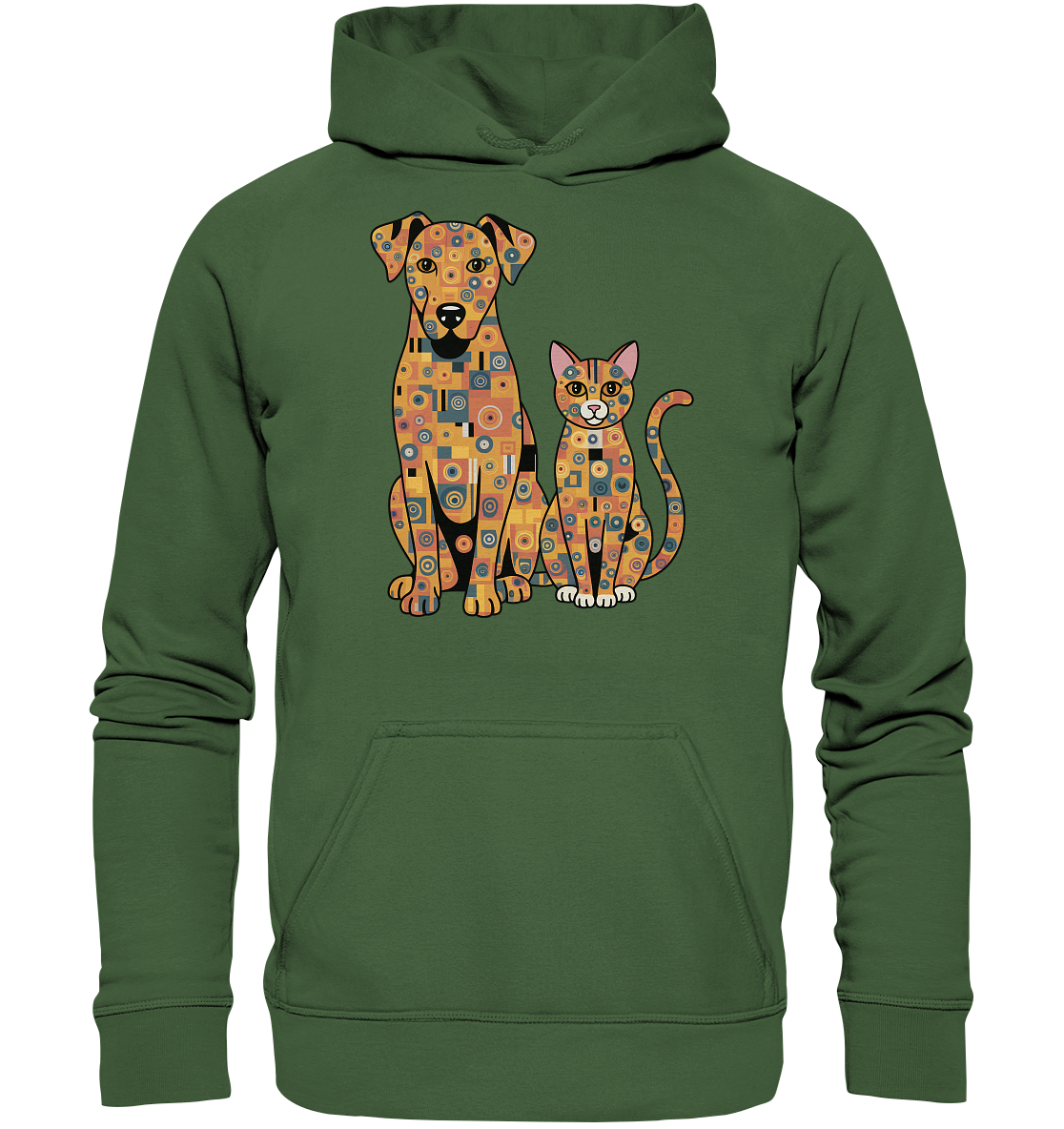 Illustration Hund und Katze in Klimt  Style - Basic Unisex Hoodie