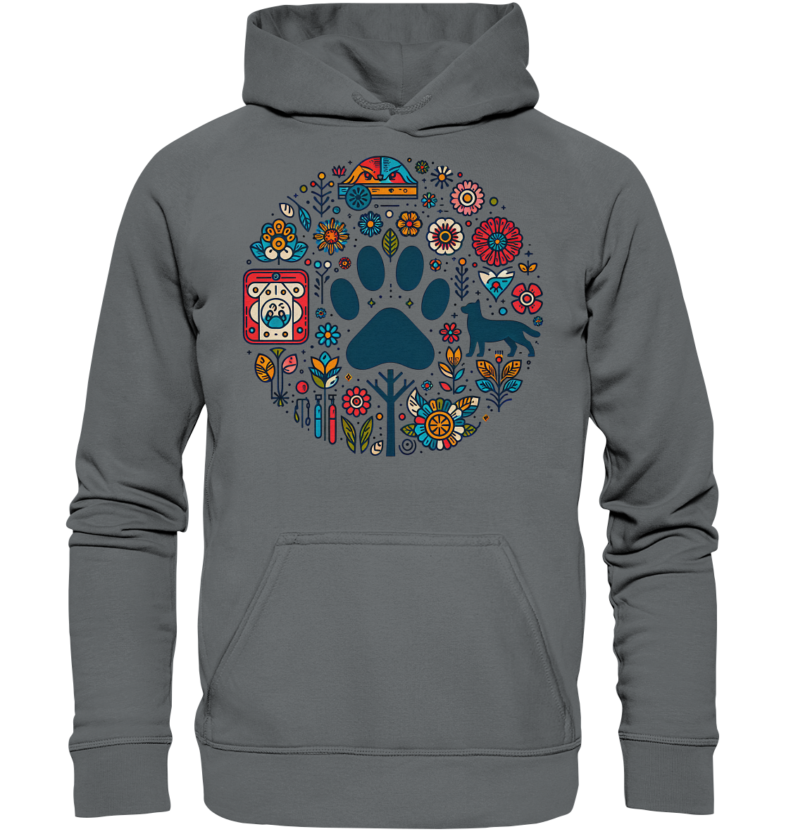 Farbige Modernes Design Pfote , Hund, Natur - Basic Unisex Hoodie