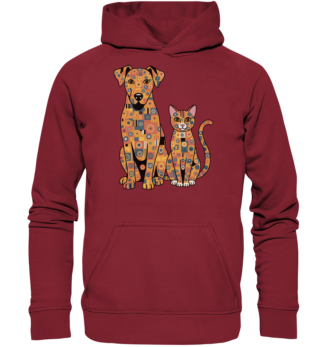 Illustration Hund und Katze in Klimt  Style - Basic Unisex Hoodie