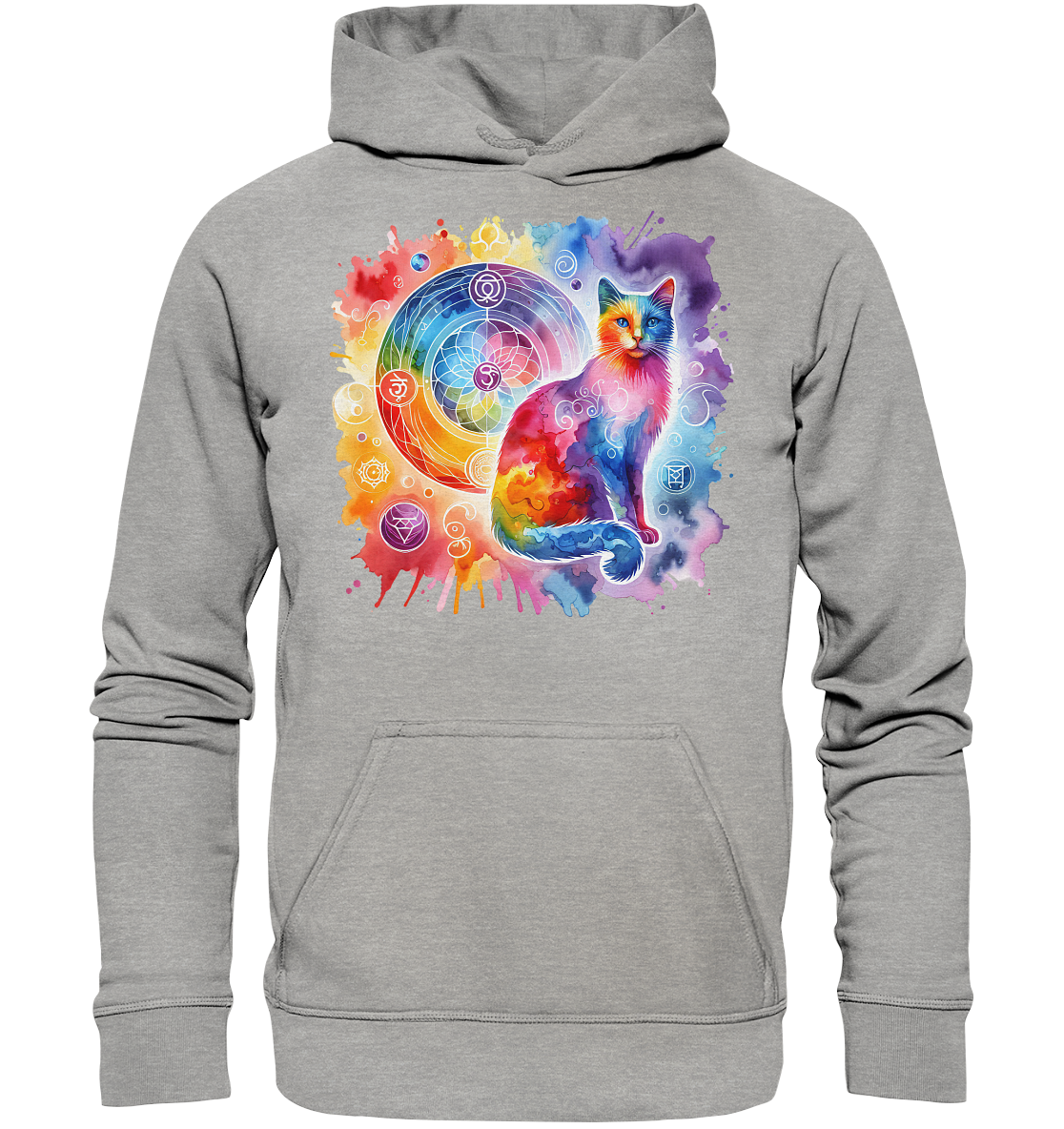 Ein Shakra Design mit Katze - Basic Unisex Hoodie