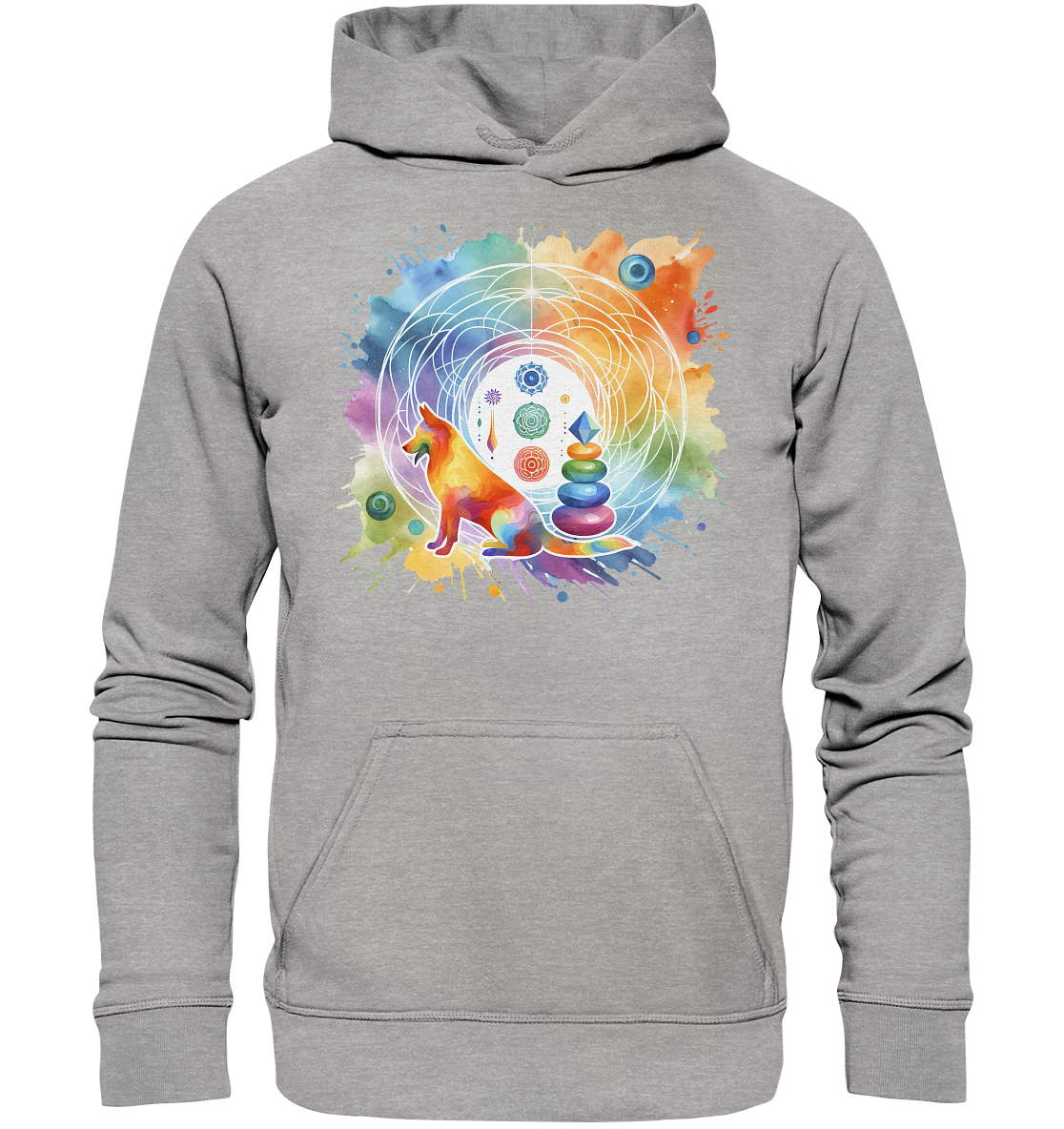 Chakra Art mit Hund Aquarell  - Basic Unisex Hoodie
