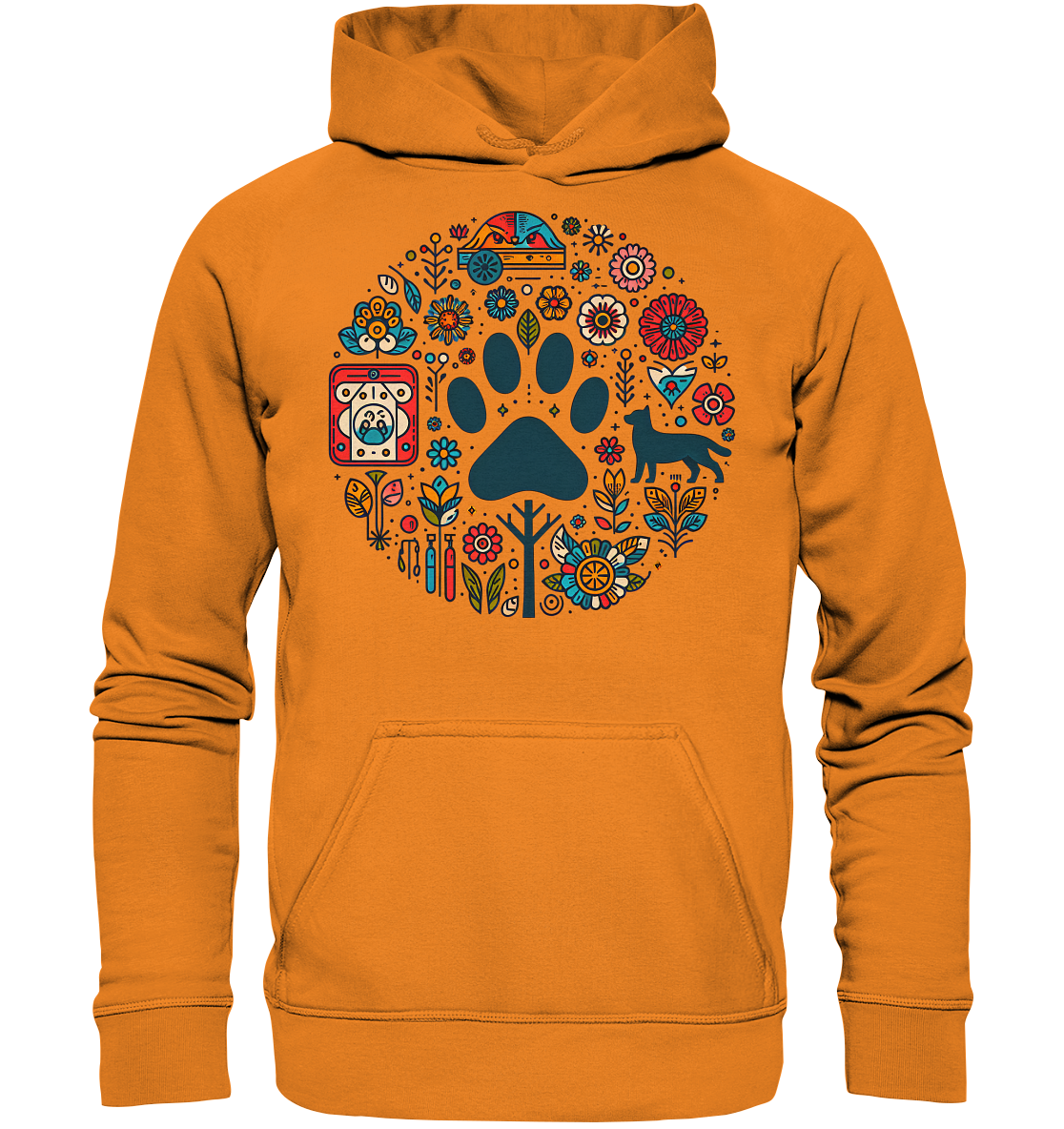 Farbige Modernes Design Pfote , Hund, Natur - Basic Unisex Hoodie