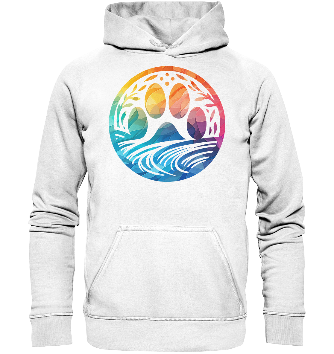 Modern Design Pfote mit regenbogenartigen Farbverlauf  - Basic Unisex Hoodie