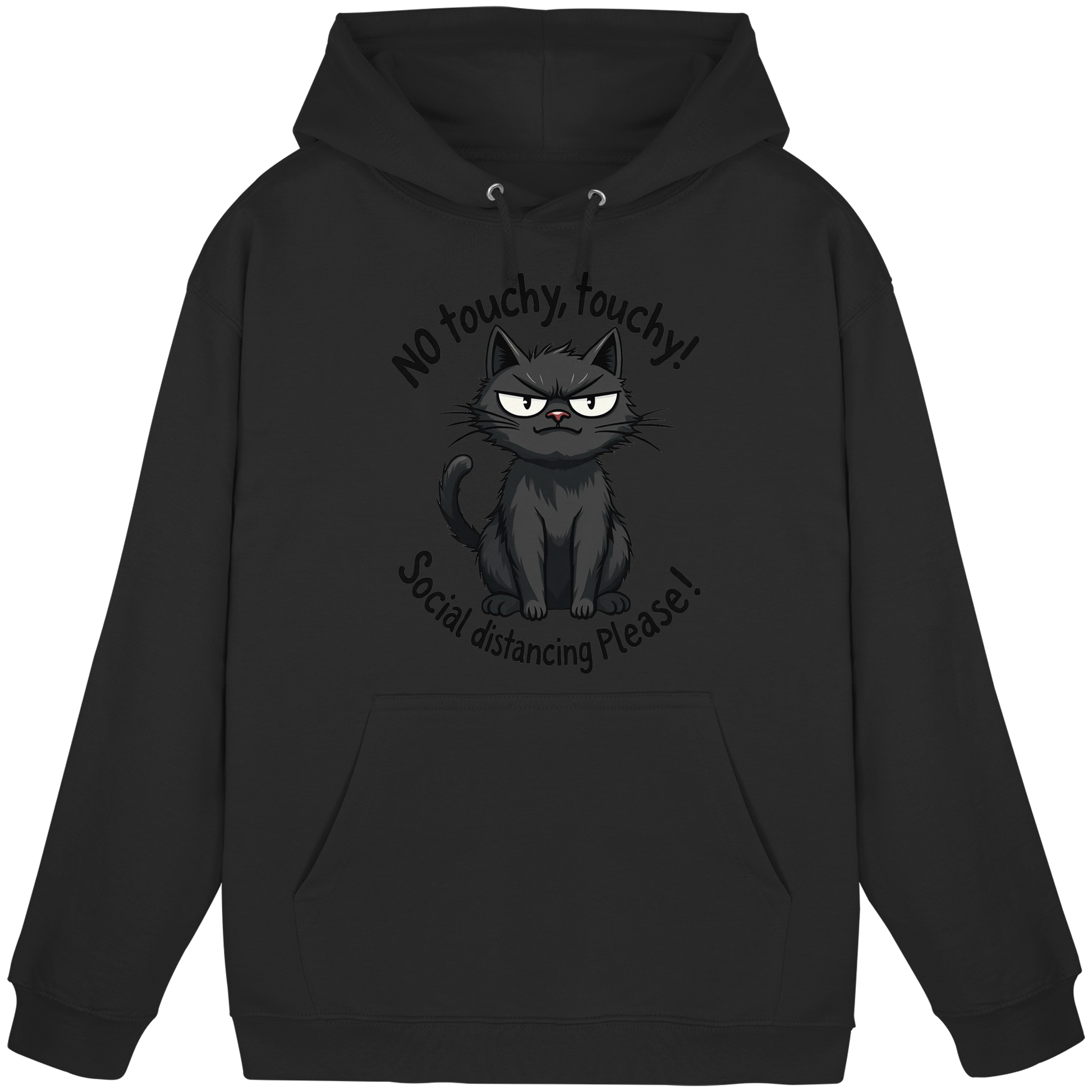 No touchy, touchy! Social distance Please! Black cat - Basic Unisex Hoodie