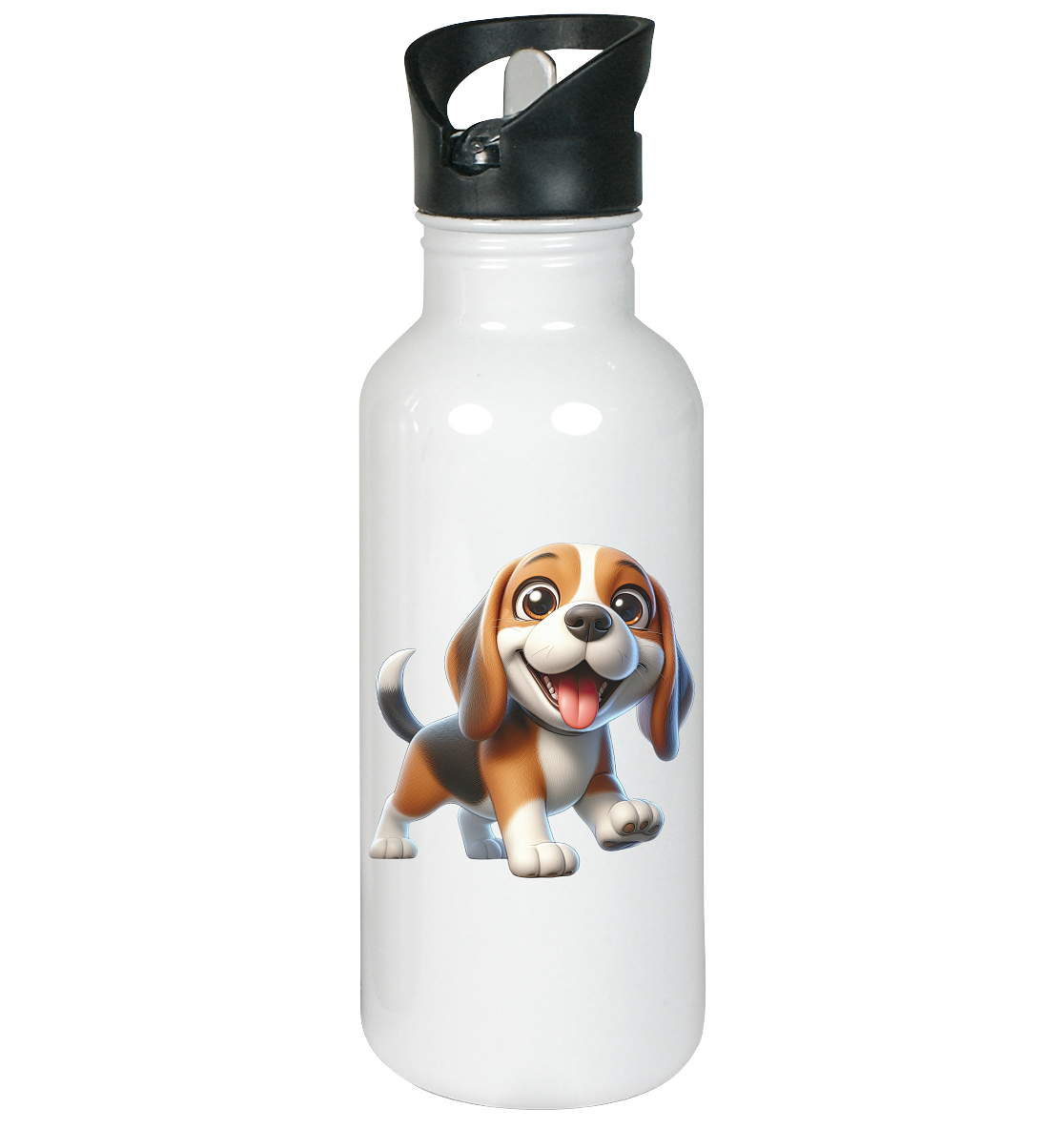 Beagle Cartoon Hund personalisierbar - Edelstahl-Trinkflasche