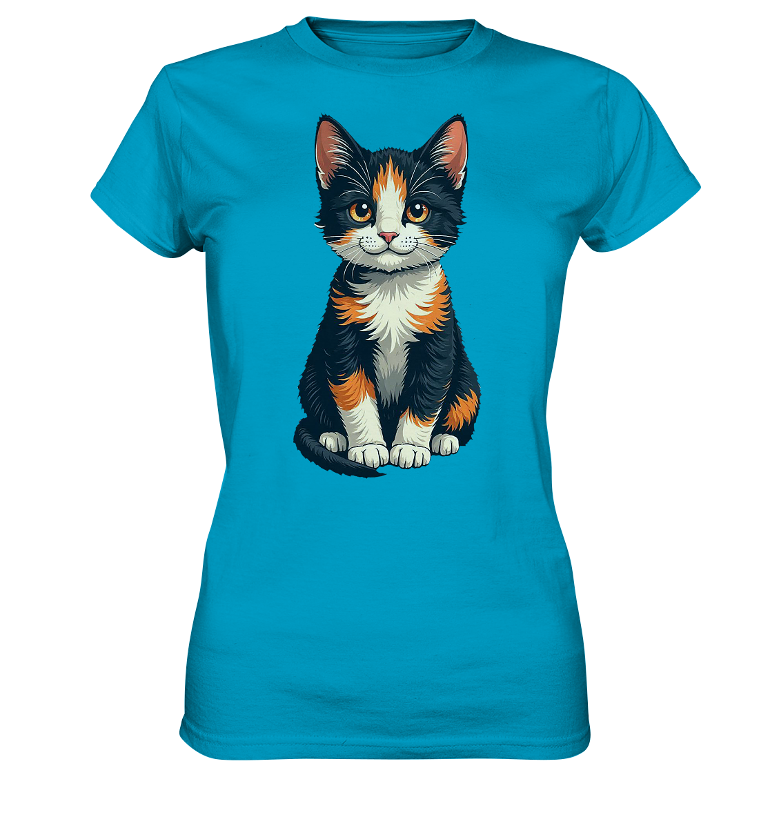 Süsse Glückskatze Illustration  - Ladies Premium Shirt