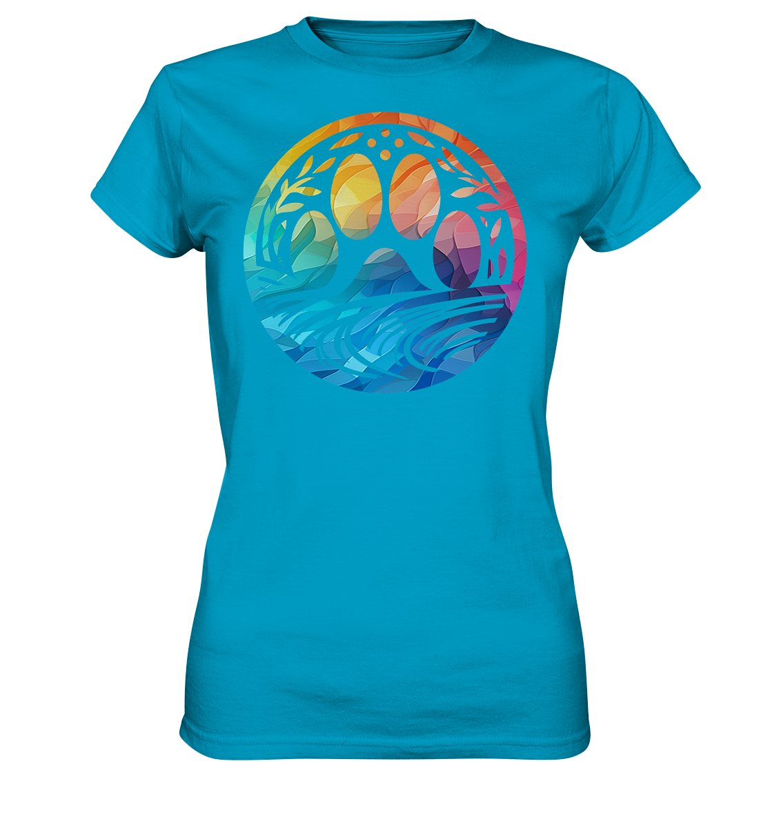 Modern Design Pfote mit regenbogenartigen Farbverlauf  - Ladies Premium Shirt