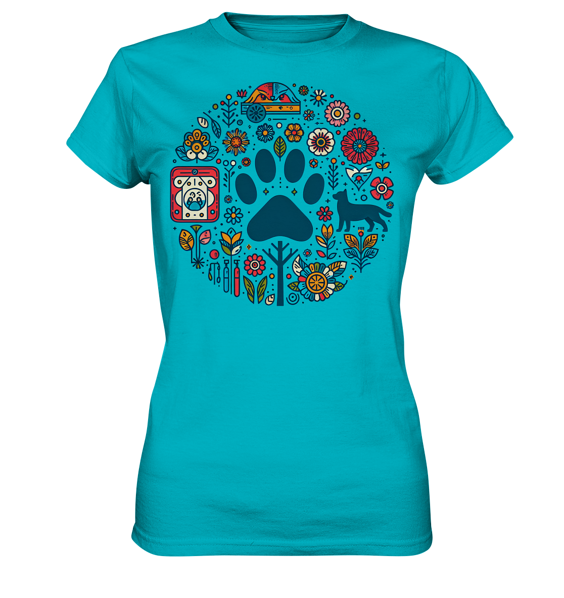 Farbige Modernes Design Pfote , Hund, Natur - Ladies Premium Shirt