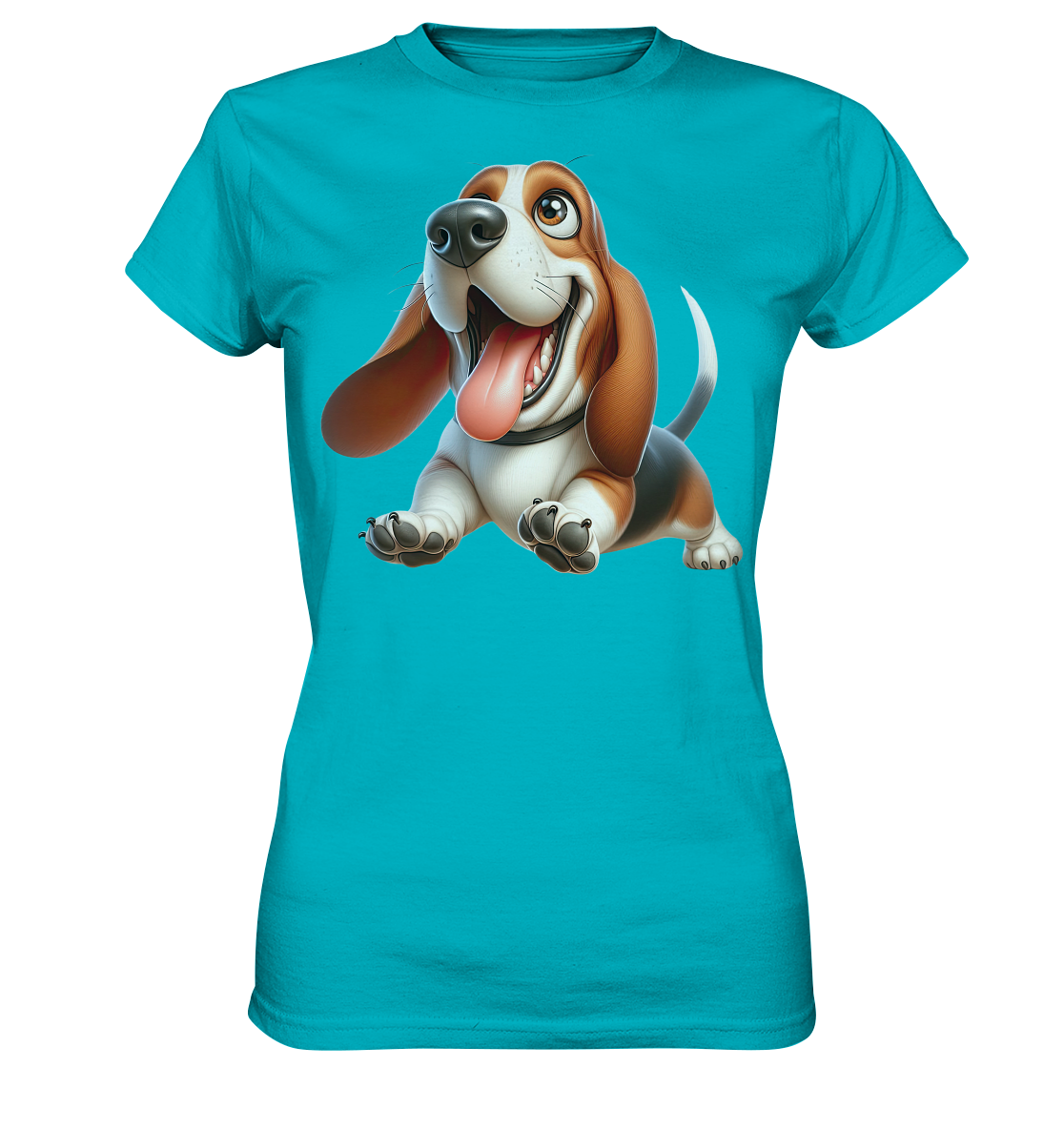 Basset Hound Cartoon personalisierbar - Ladies Premium Shirt