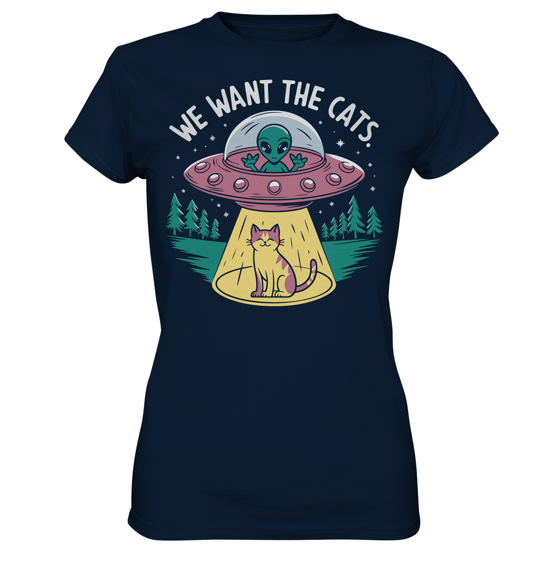 Alien und Katzen Fun Design We want the cats - Ladies Premium Shirt