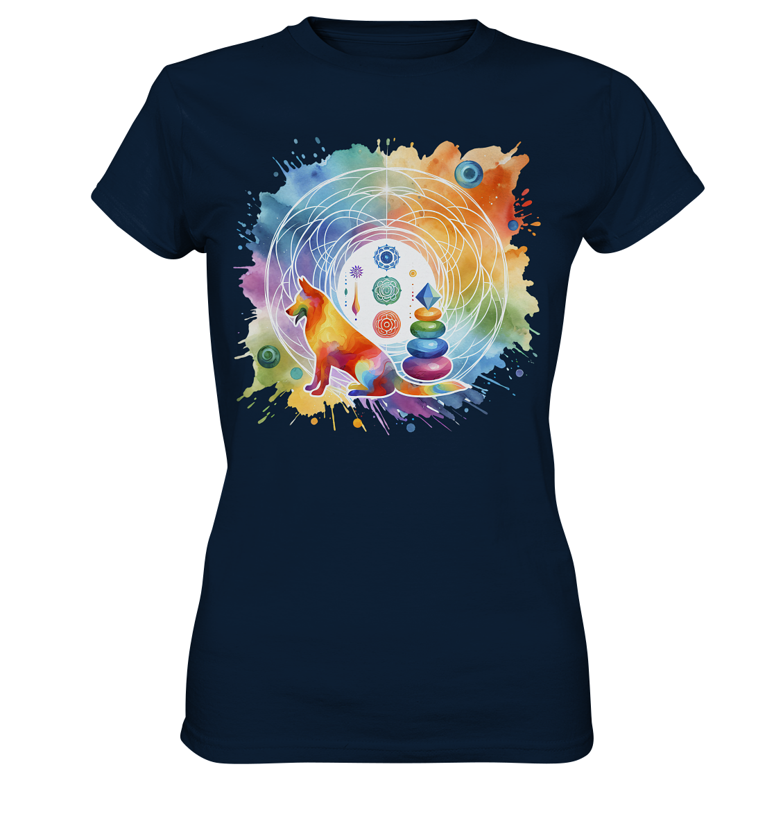 Chakra Art mit Hund Aquarell  - Ladies Premium Shirt