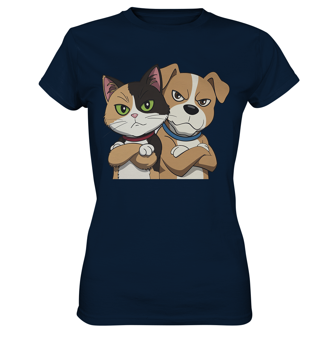 Hund und Katze grumpy - personalisierbar - Ladies Premium Shirt