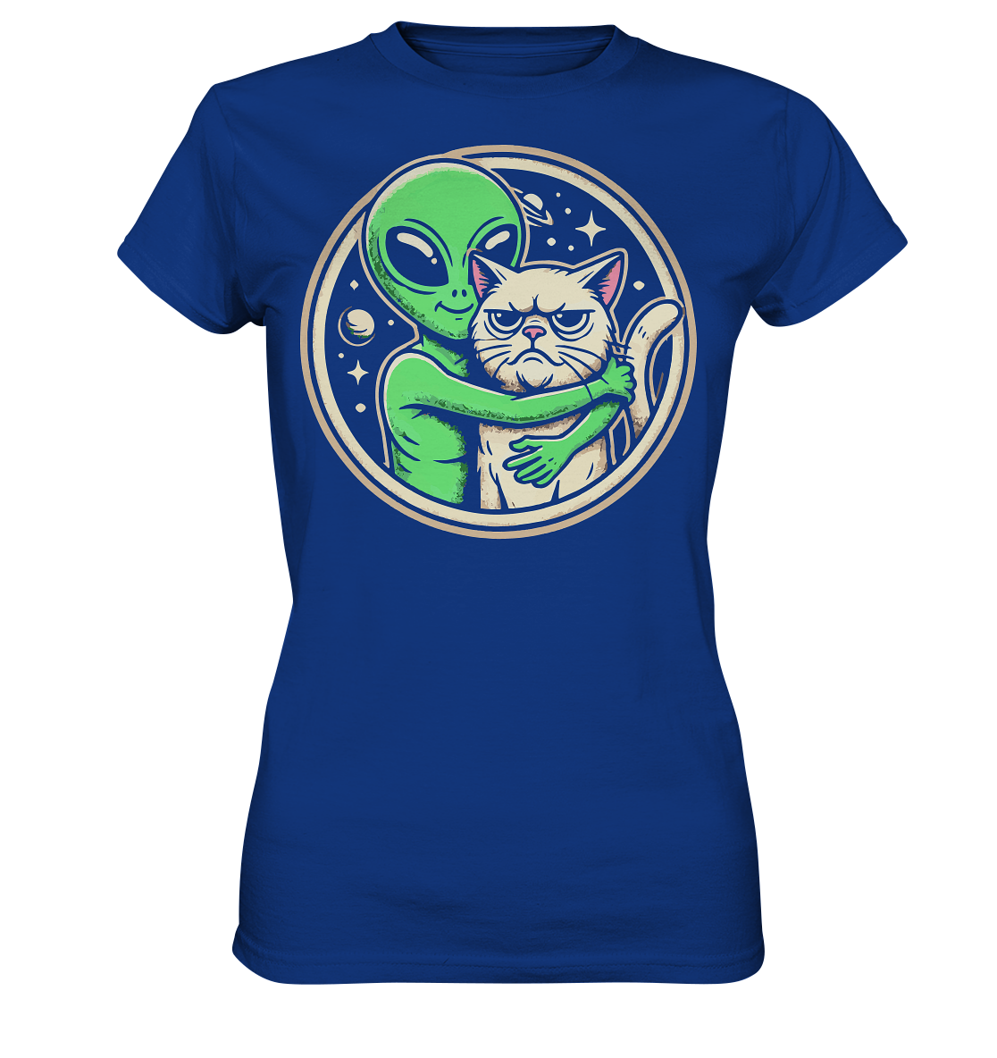 Alien mit Grumpy cat - Ladies Premium Shirt