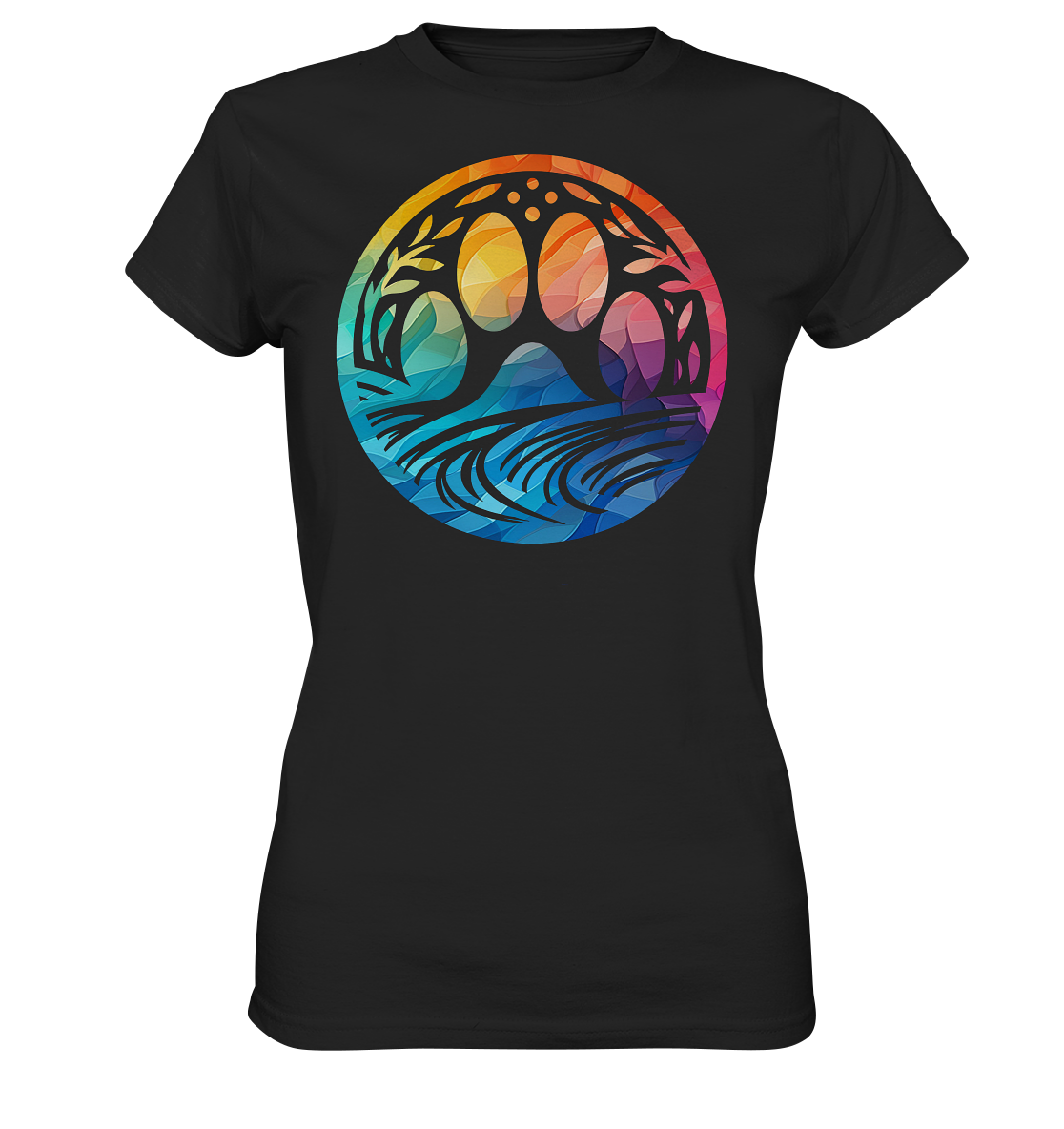 Modern Design Pfote mit regenbogenartigen Farbverlauf  - Ladies Premium Shirt