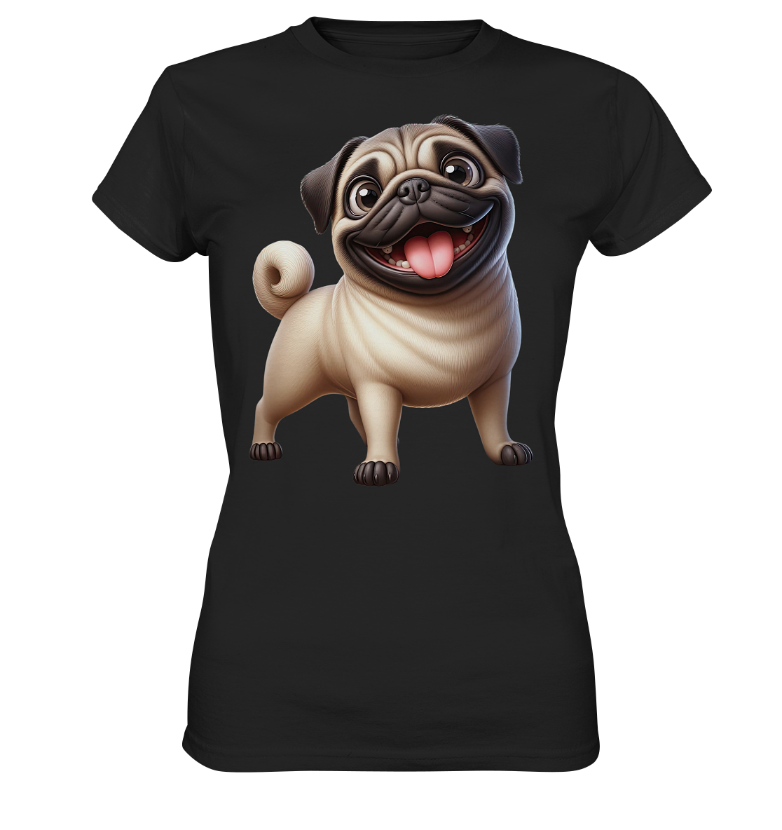 Mops Cartoon - personalisierbar - Ladies Premium Shirt