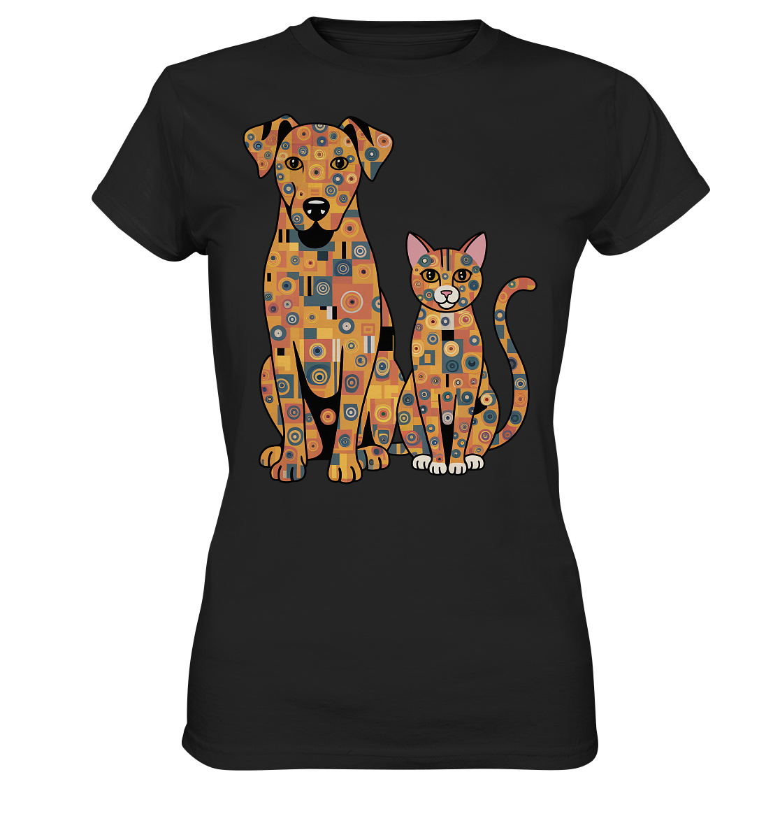 Illustration Hund und Katze in Klimt  Style - Ladies Premium Shirt