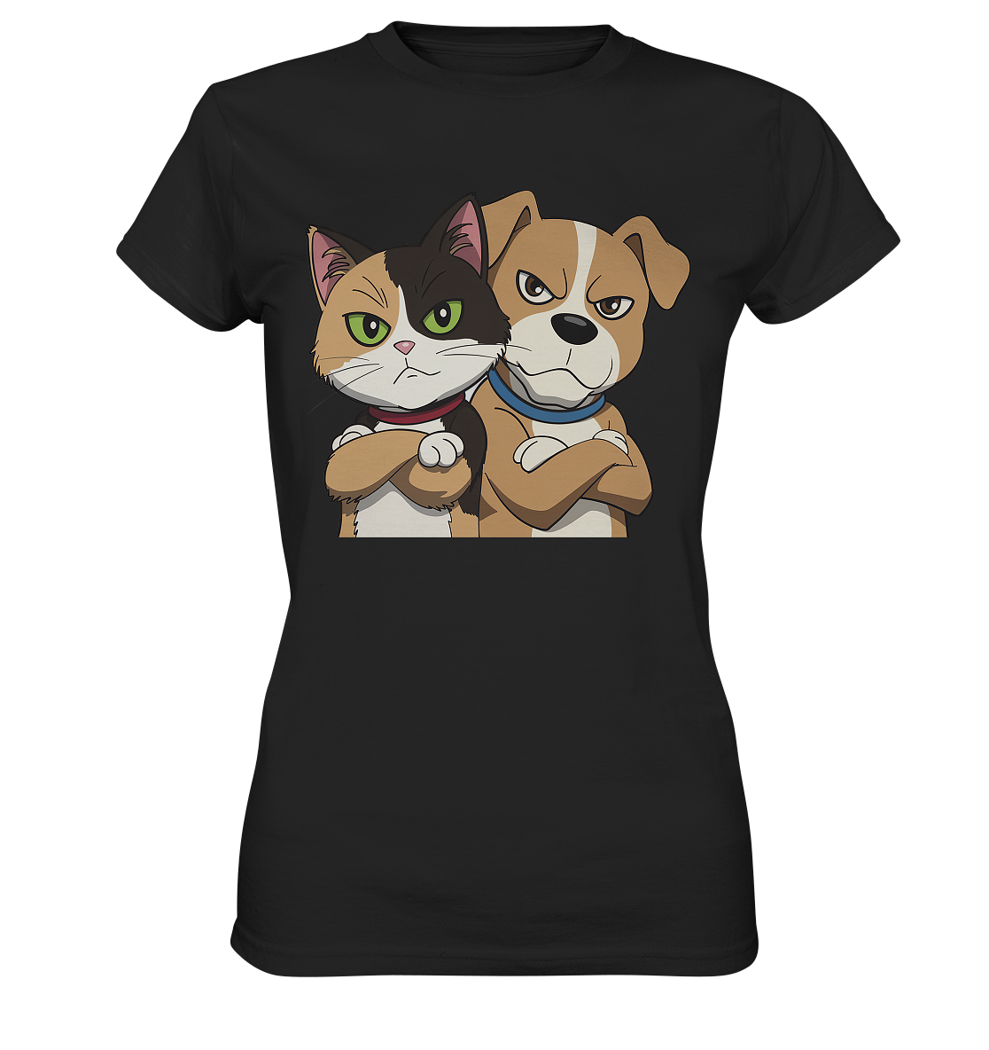 Hund und Katze grumpy - personalisierbar - Ladies Premium Shirt