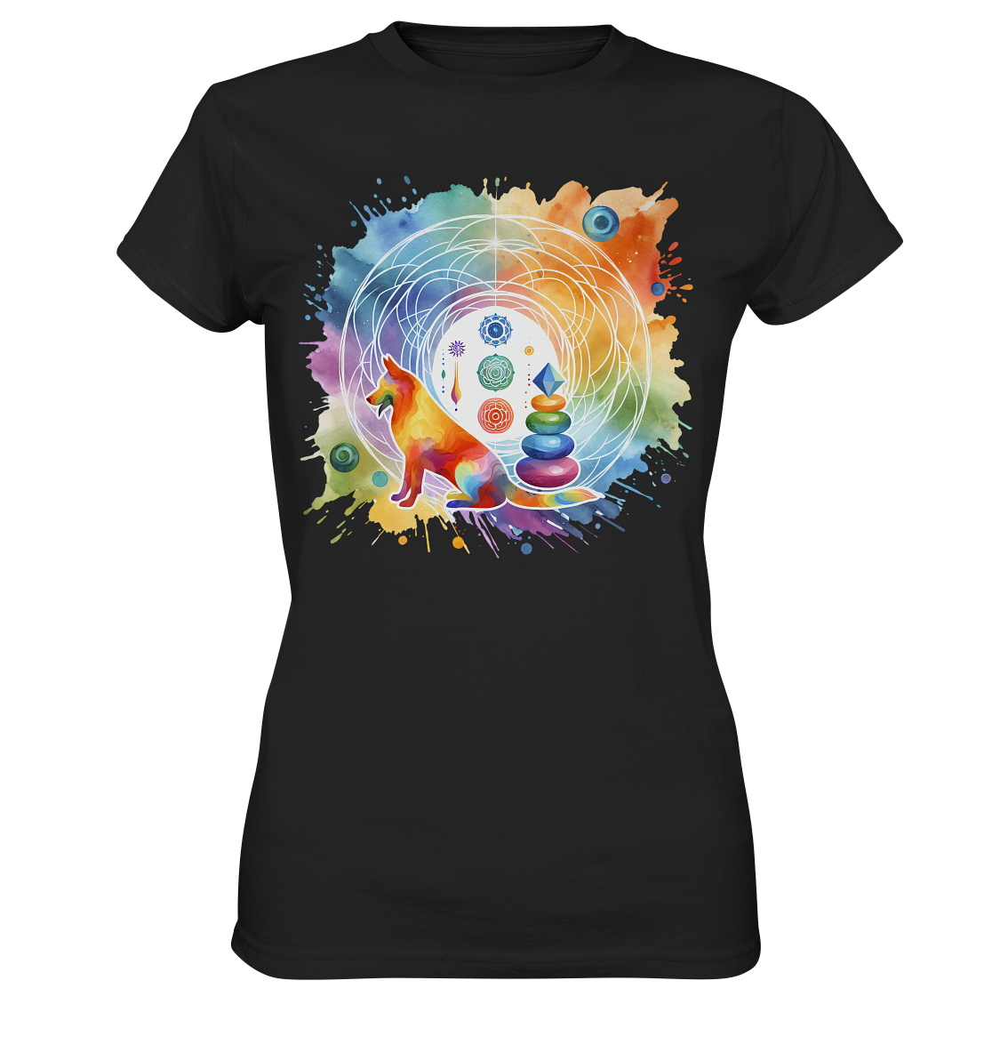 Chakra Art mit Hund Aquarell  - Ladies Premium Shirt