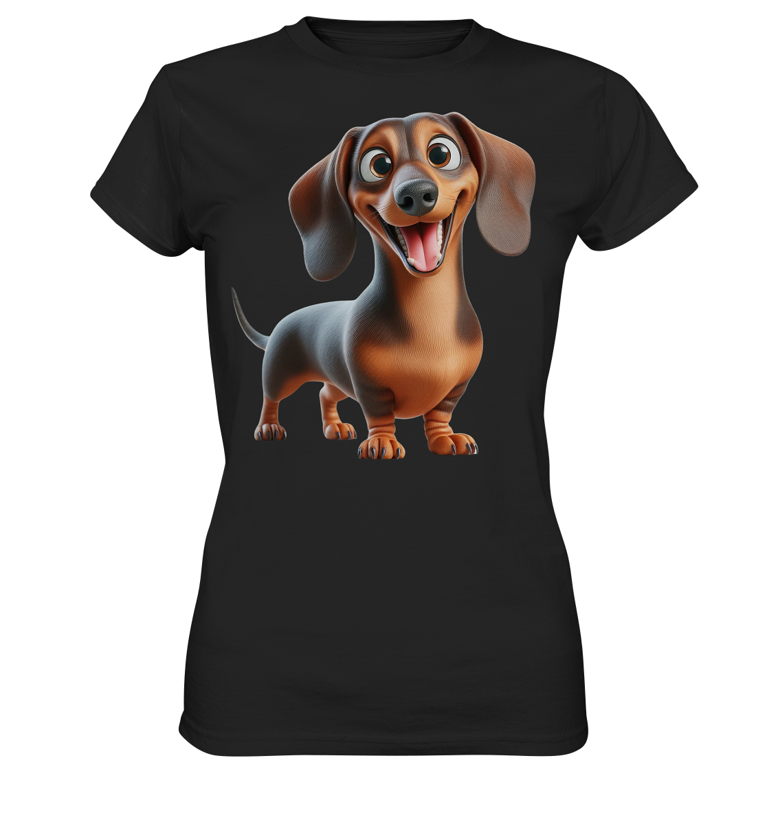 Happy Dackel Cartoon - personalisierbar - Ladies Premium Shirt