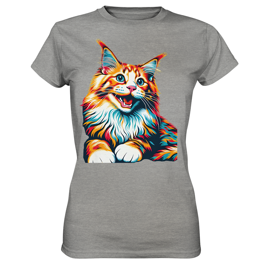 Maine Coon Katze Pop Art - personalisierbar - Ladies Premium Shirt