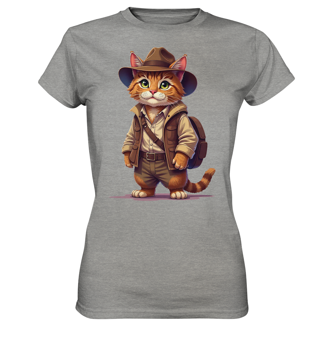 Abenteurer Katze Cartoon  - personalisierbar - Ladies Premium Shirt