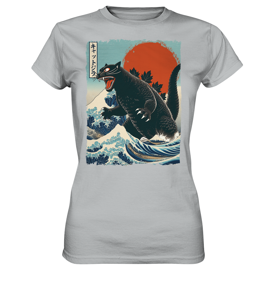 Cat - Zilla , Comic Style - Ladies Premium Shirt
