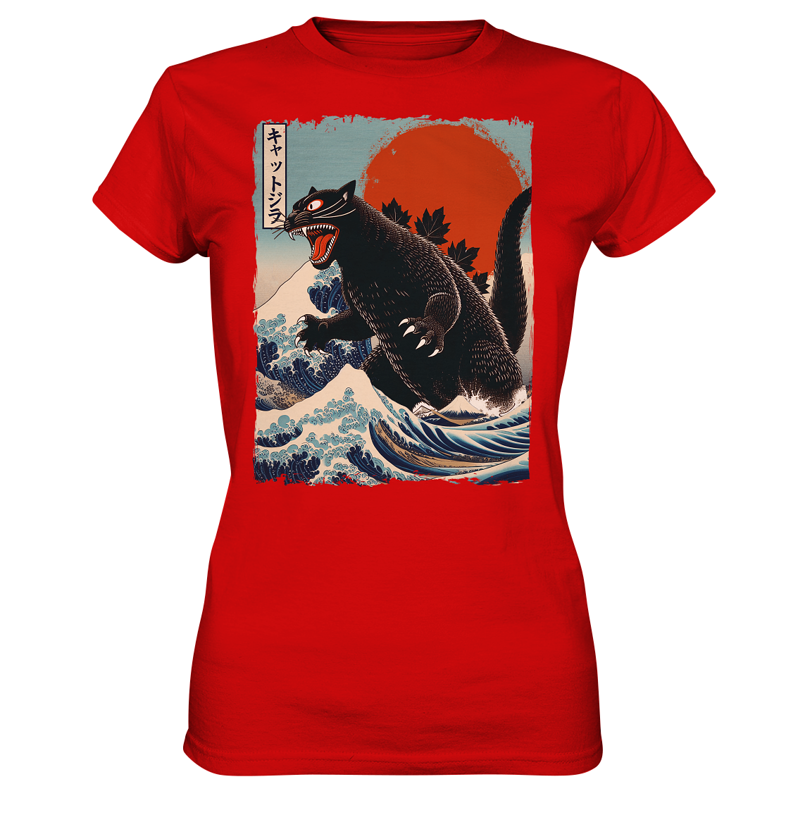 Cat - Zilla , Comic Style - Ladies Premium Shirt