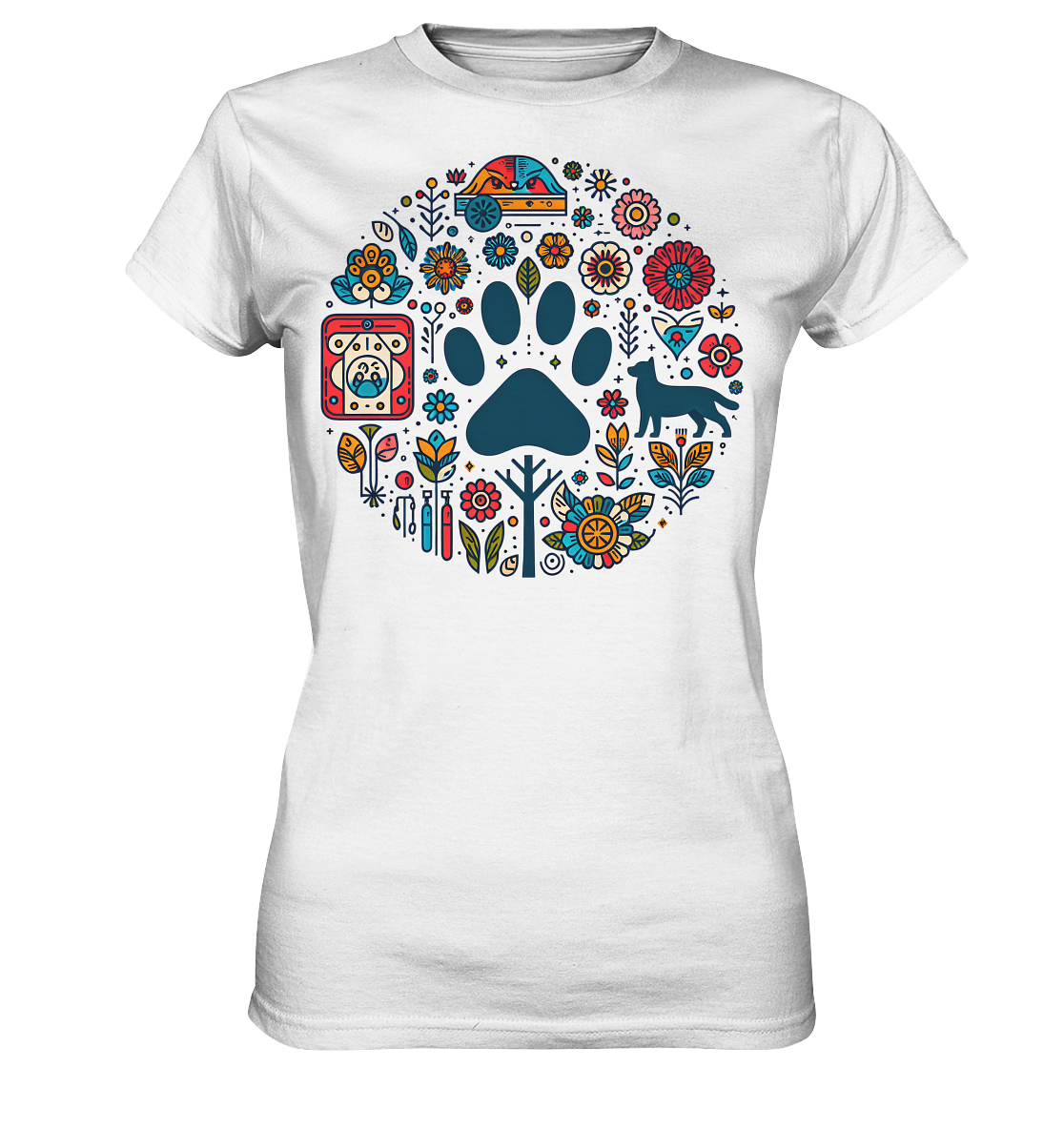 Farbige Modernes Design Pfote , Hund, Natur - Ladies Premium Shirt