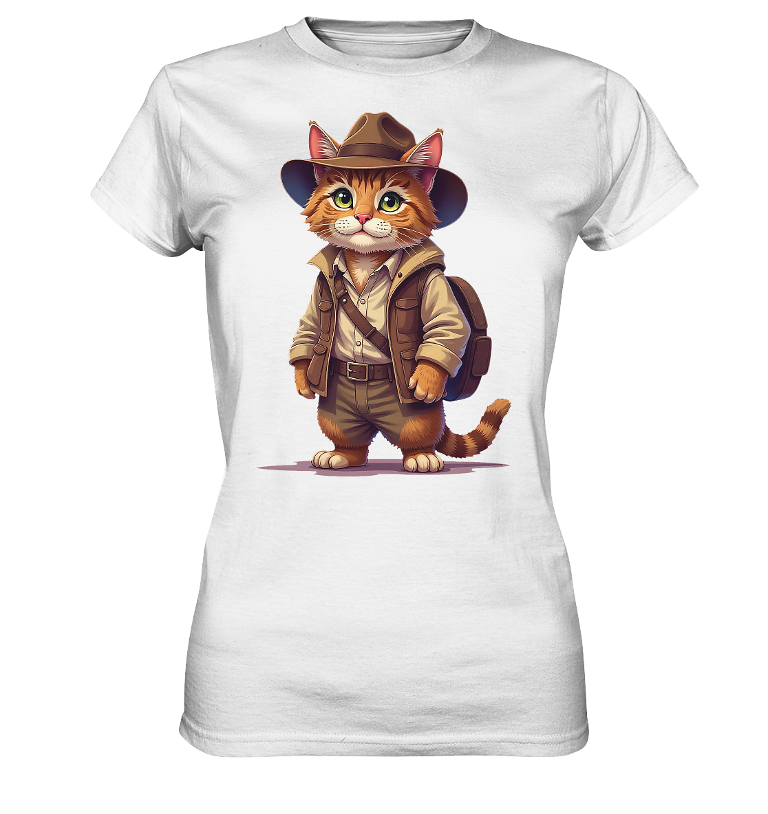 Abenteurer Katze Cartoon  - personalisierbar - Ladies Premium Shirt