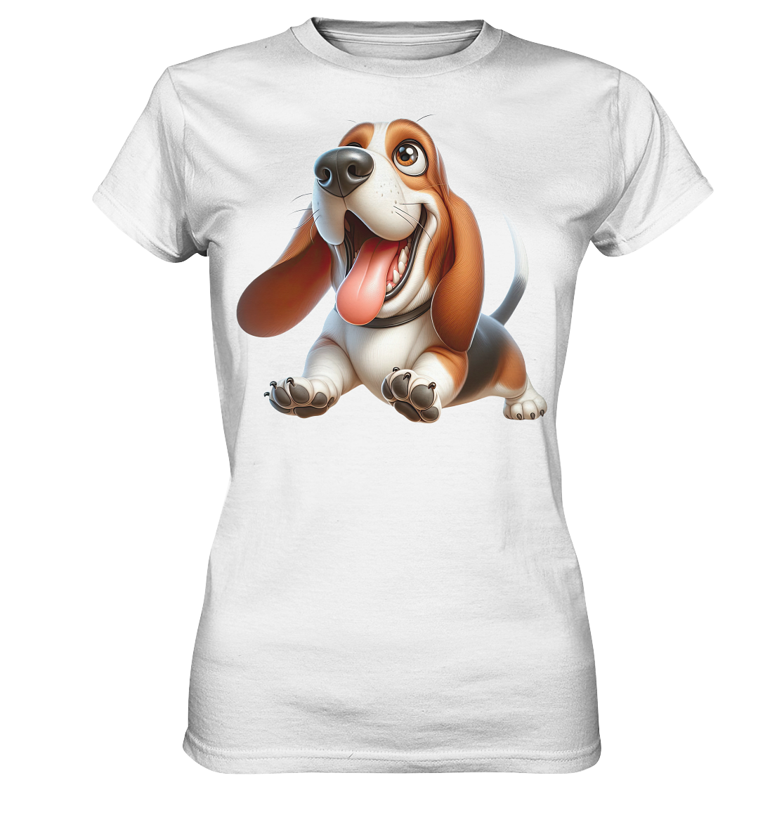 Basset Hound Cartoon personalisierbar - Ladies Premium Shirt