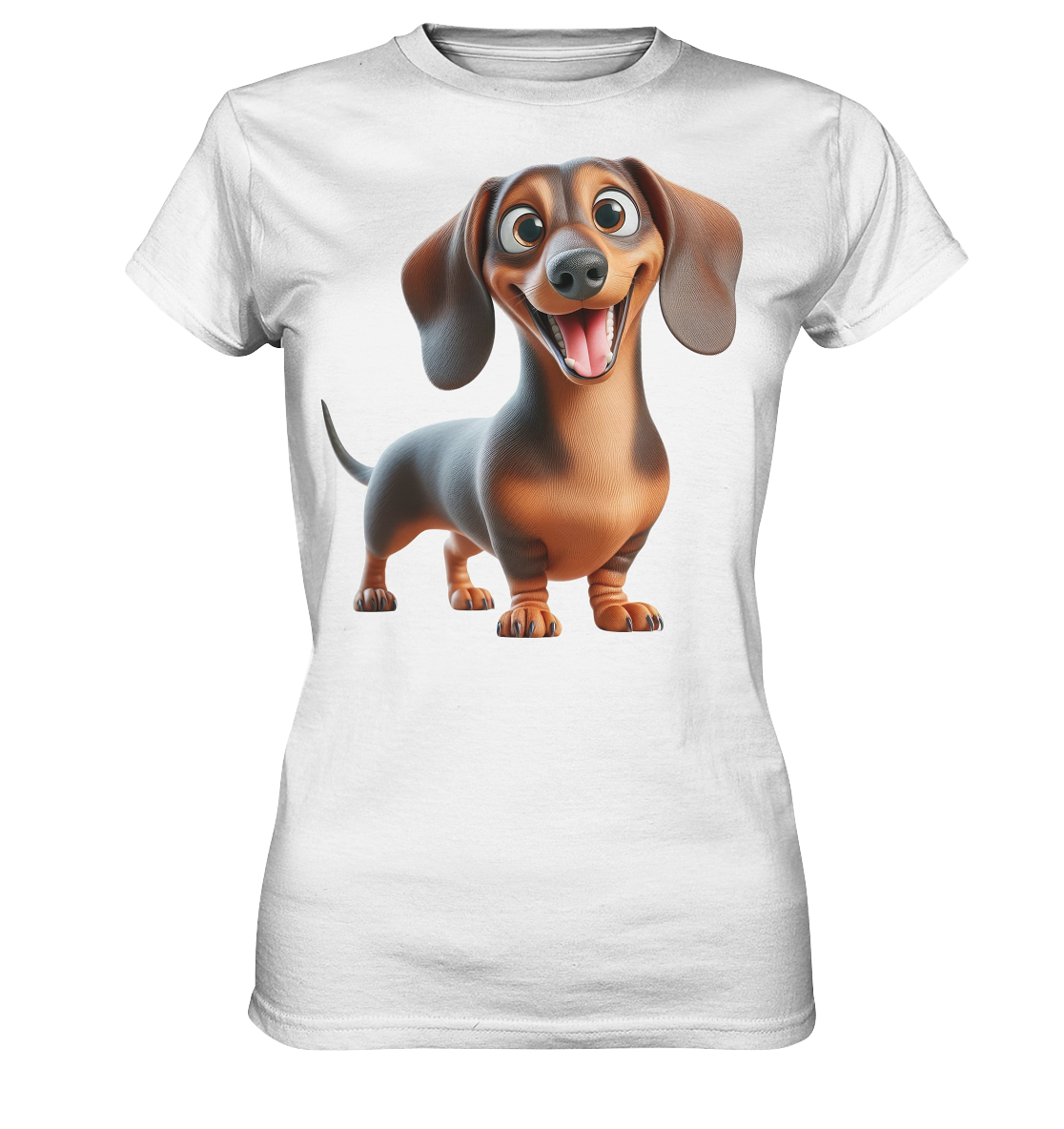 Happy Dackel Cartoon - personalisierbar - Ladies Premium Shirt