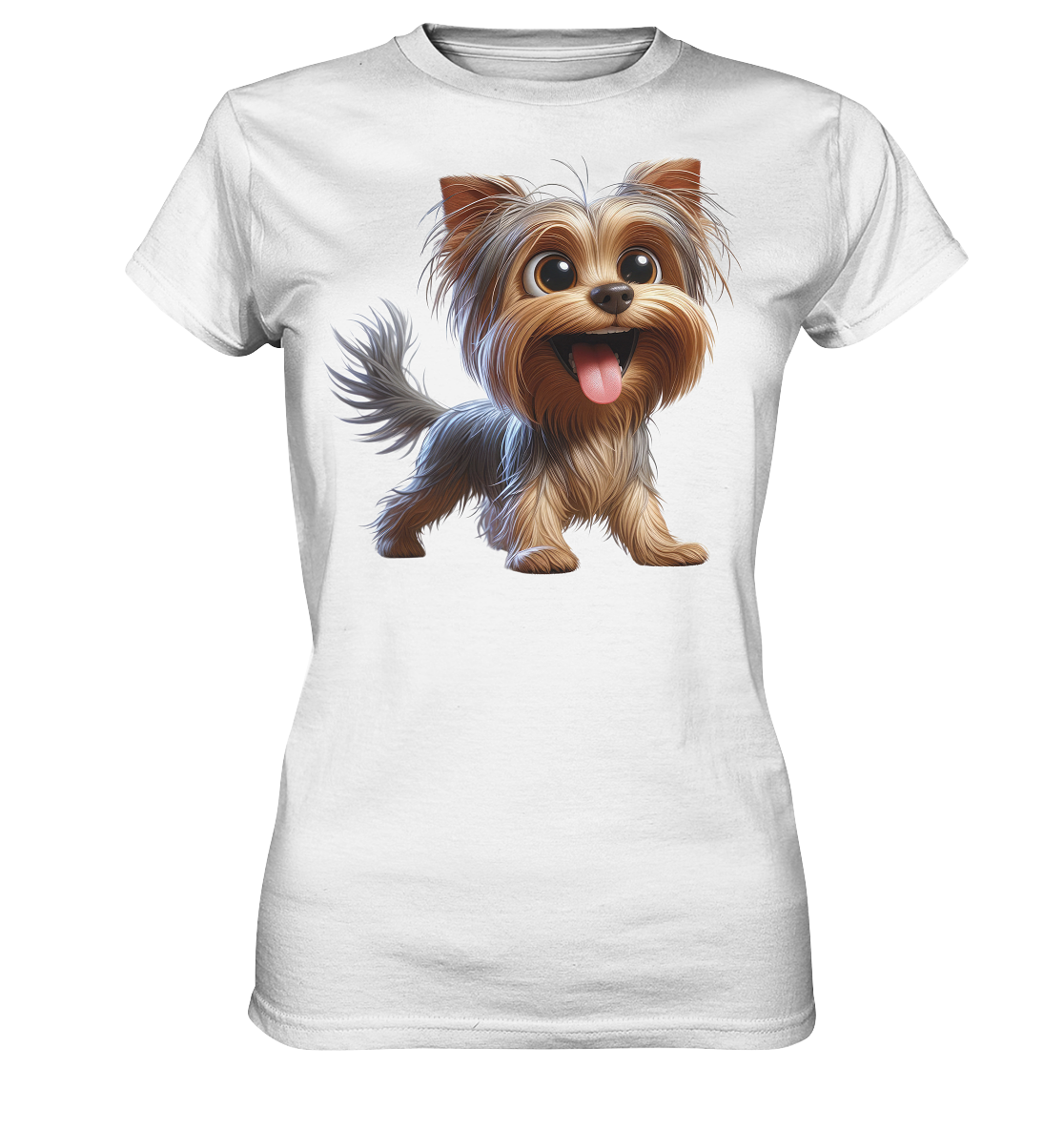 Yorkshire Terrier Cartoon - personalisierbar - Ladies Premium Shirt