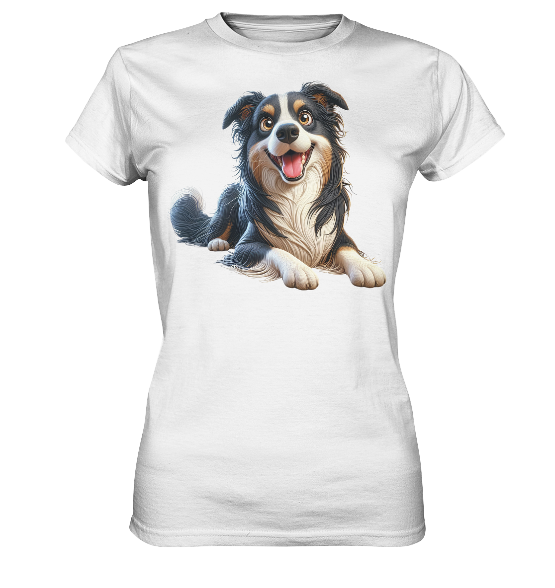 Border Collie Cartoon - personalisierbar - Ladies Premium Shirt