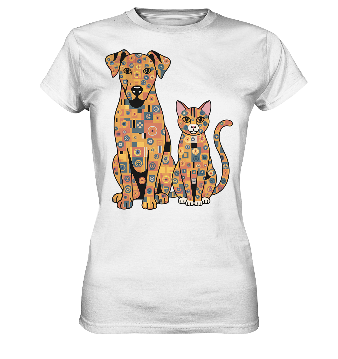 Illustration Hund und Katze in Klimt  Style - Ladies Premium Shirt