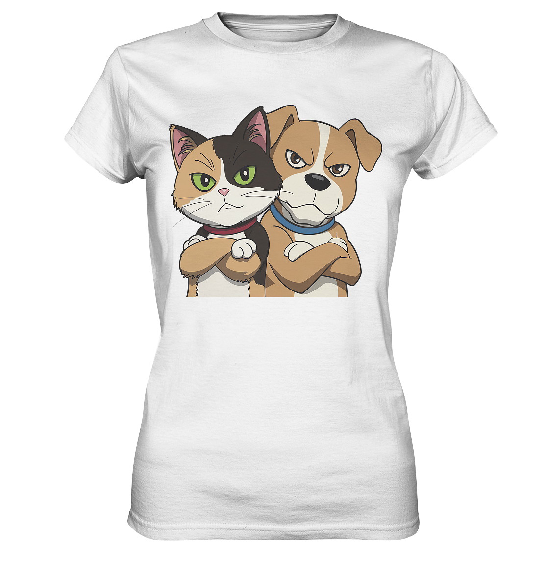 Hund und Katze grumpy - personalisierbar - Ladies Premium Shirt