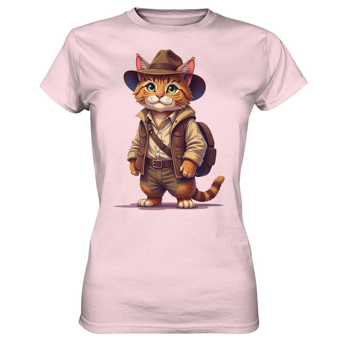 Abenteurer Katze Cartoon  - personalisierbar - Ladies Premium Shirt
