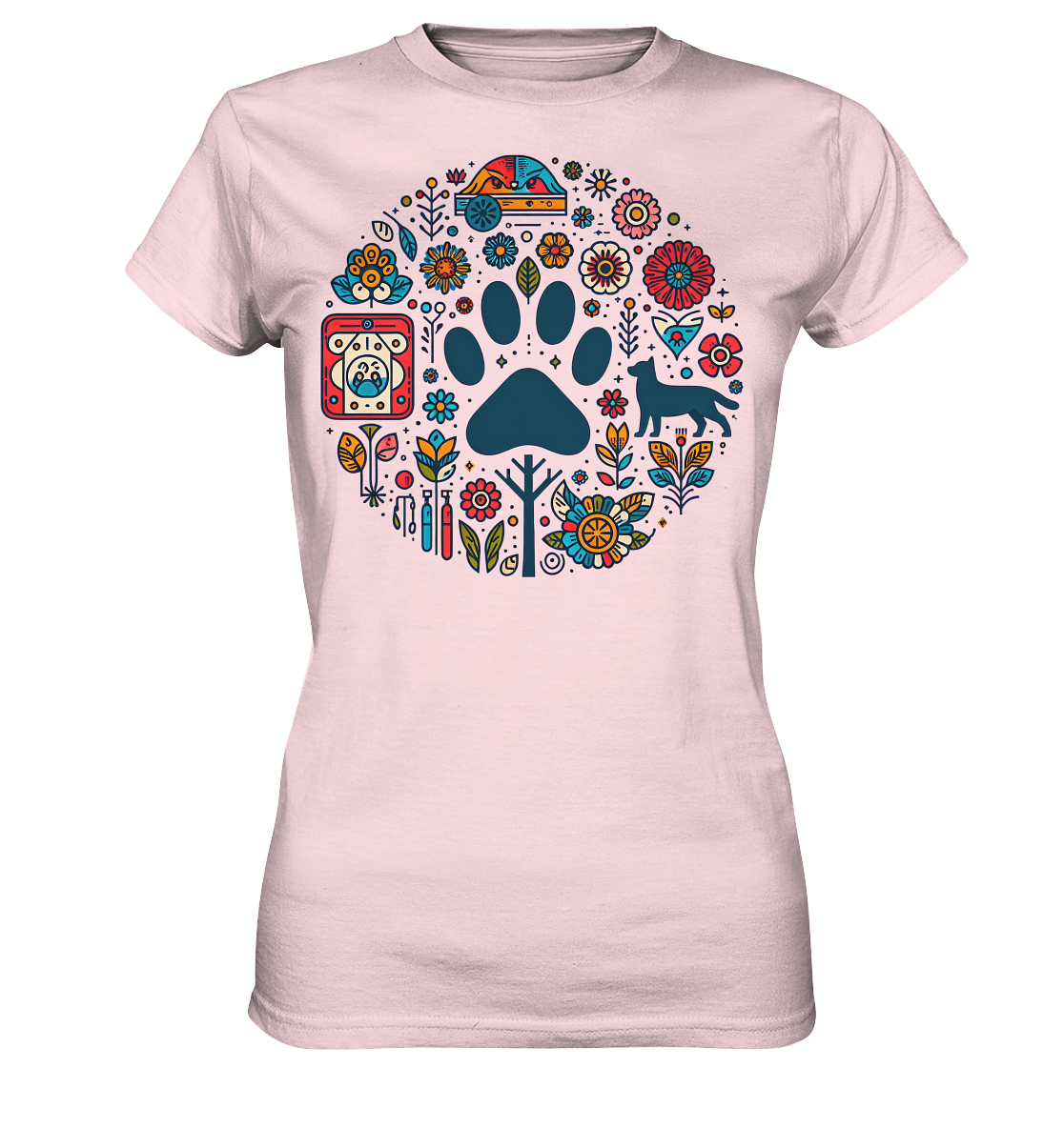 Farbige Modernes Design Pfote , Hund, Natur - Ladies Premium Shirt