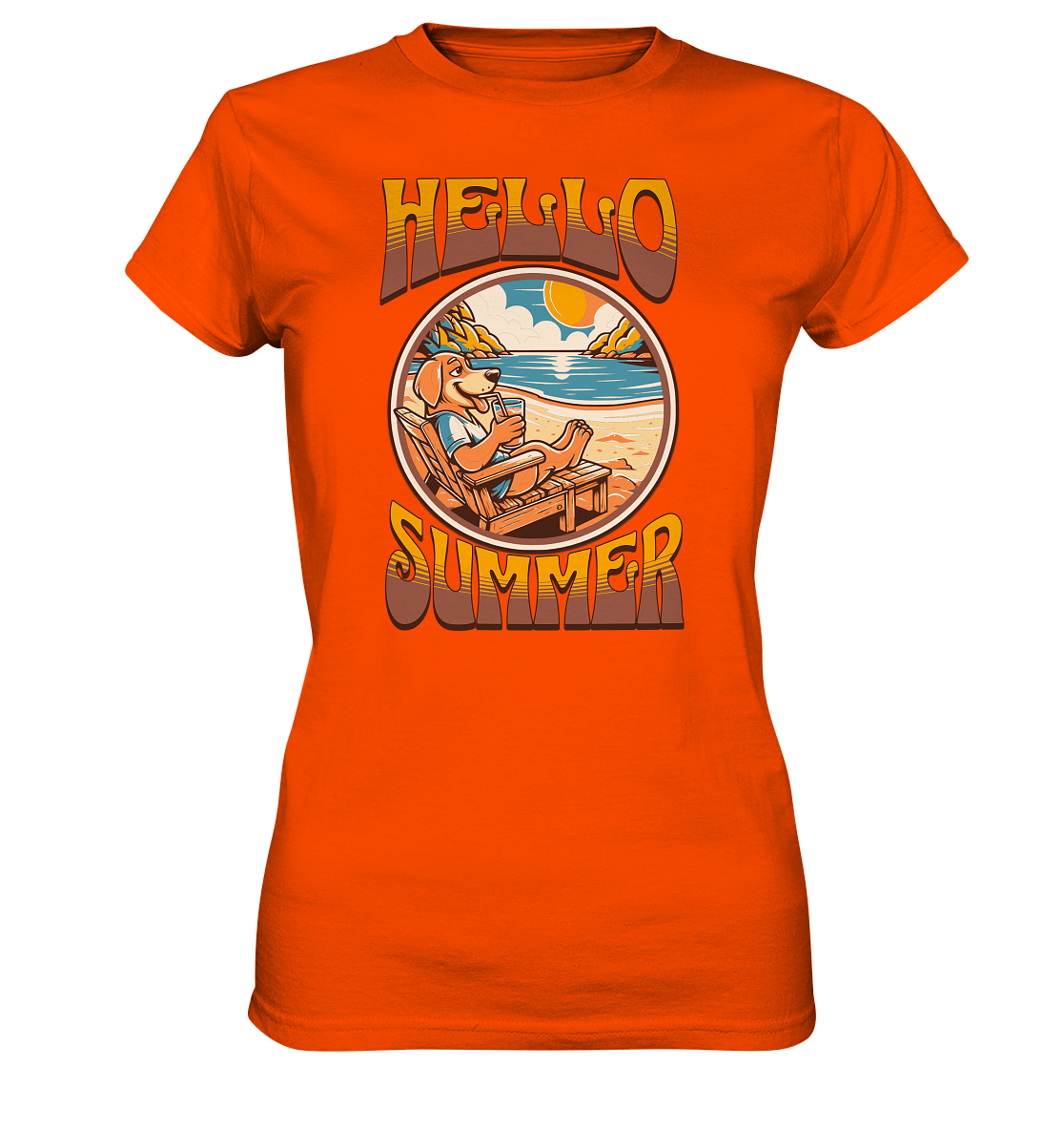 Hello Summer Hund am Strand Retro - Ladies Premium Shirt