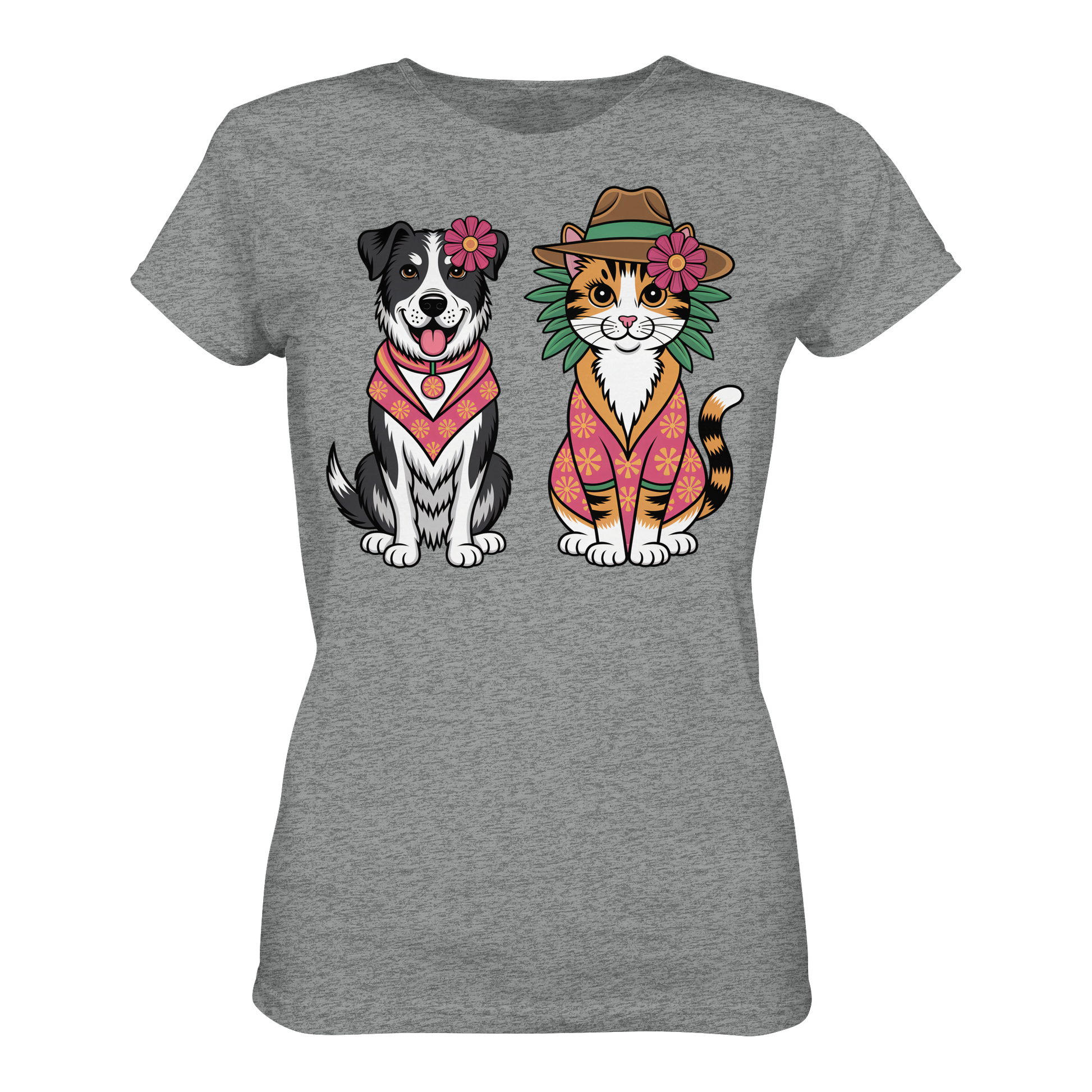 Hund und Katze Illustration Kahlo style - Ladies Premium Shirt