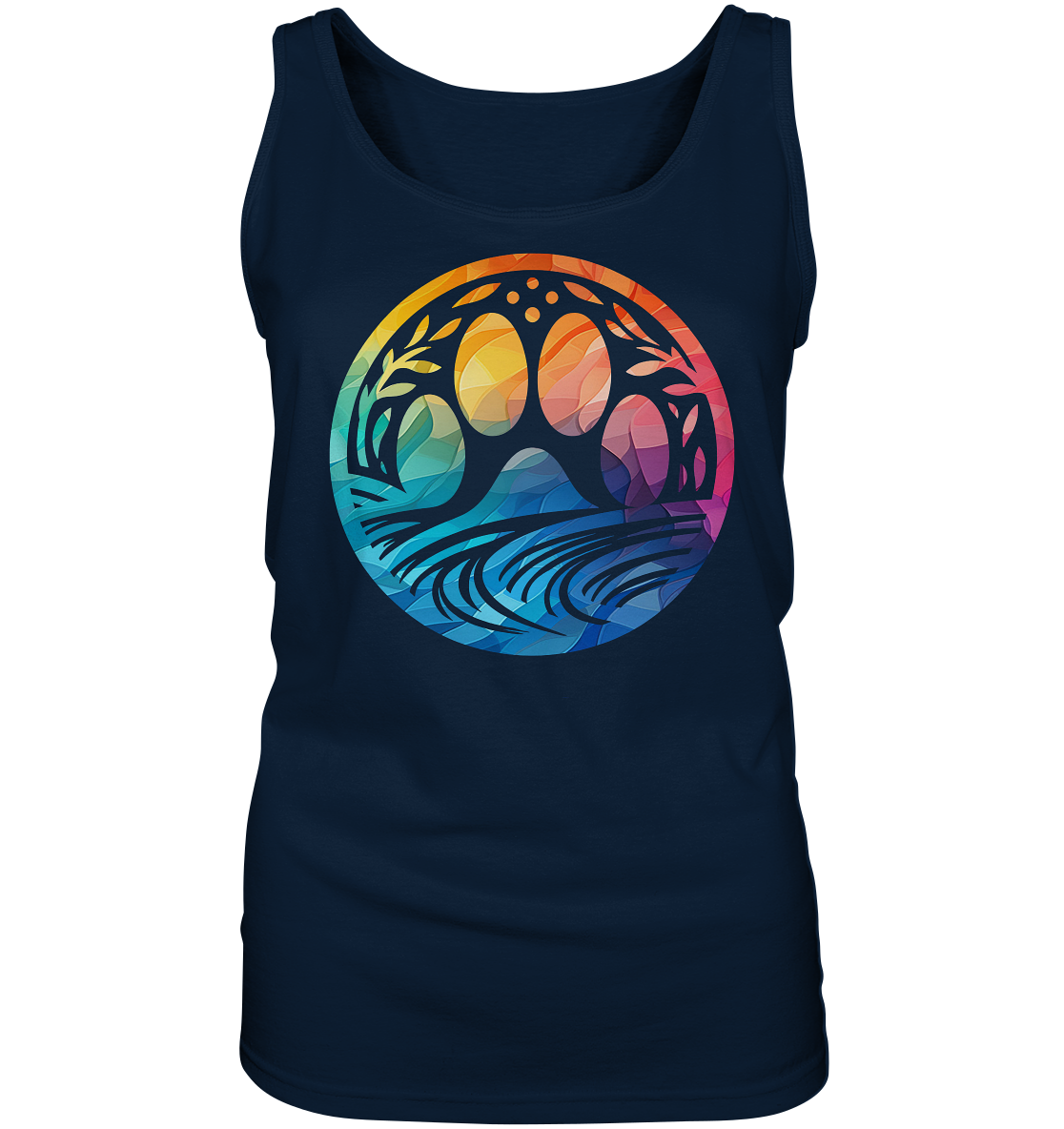 Modern Design Pfote mit regenbogenartigen Farbverlauf  - Ladies Tank-Top
